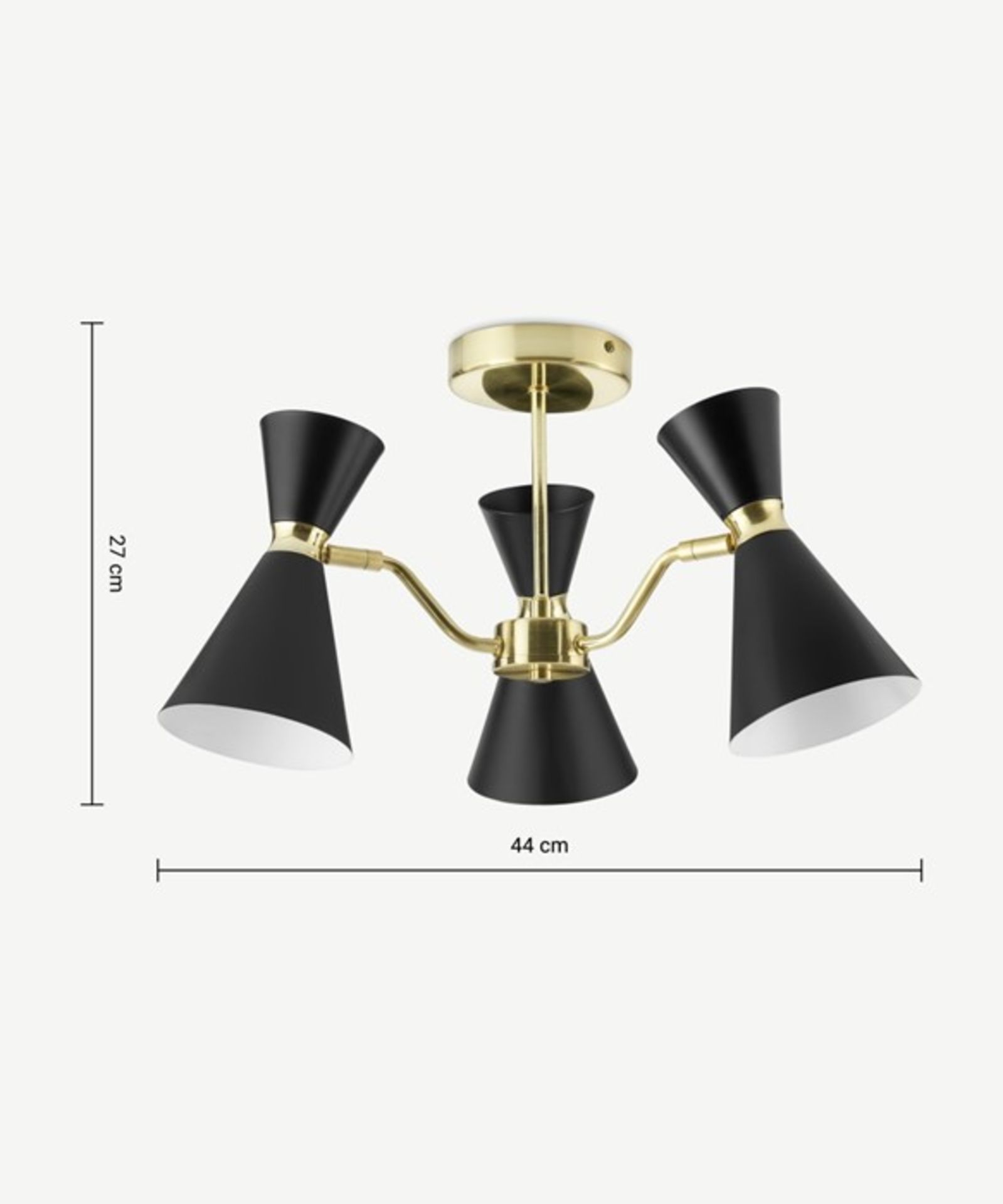 Made.com Vasilo Bathroom 3 Light Ceiling Lamp Black and Brushed Brass | MISSING ONE SMALL BLACK BACK