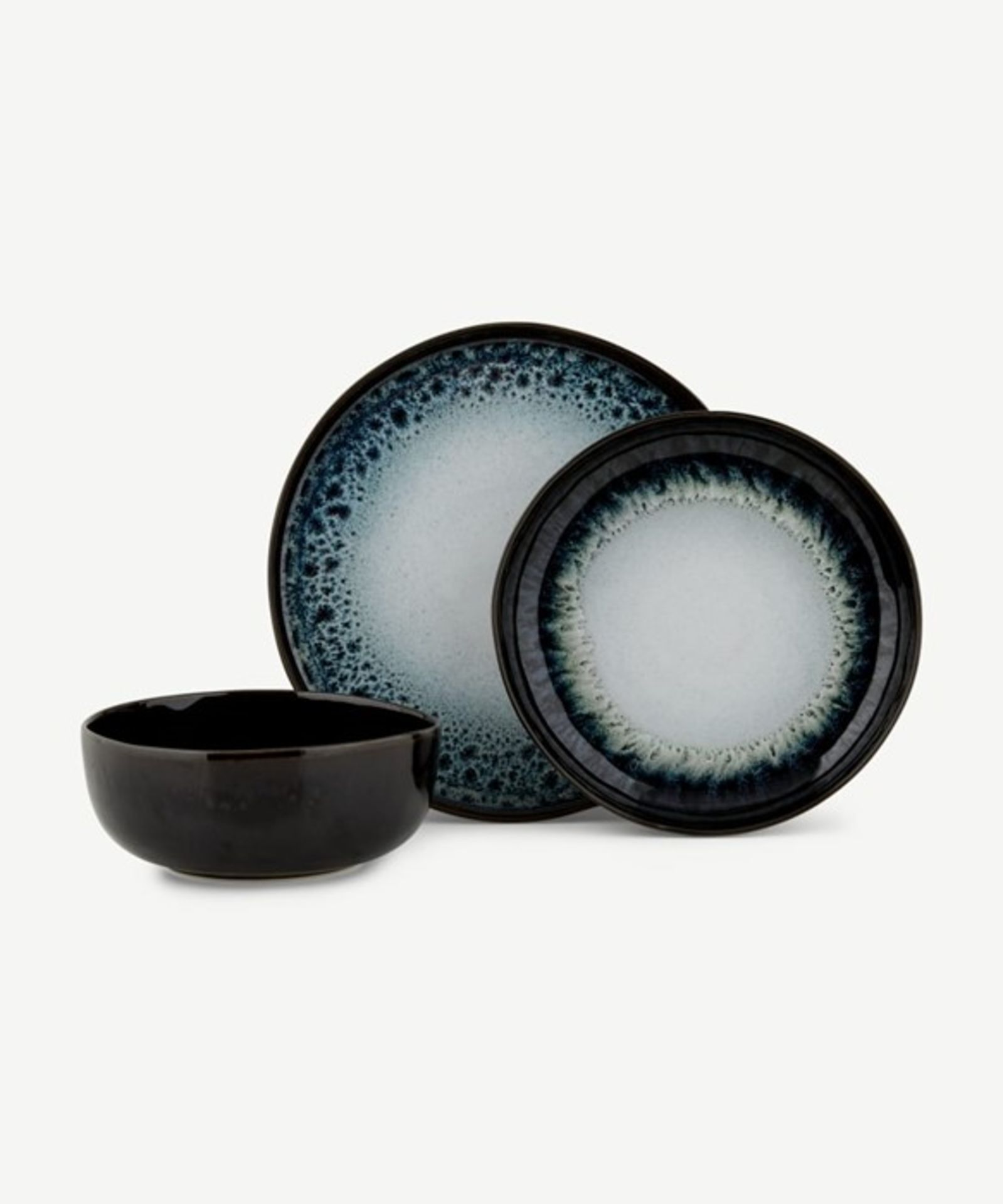 Made.com Niva 12 Piece Reactive Glaze Dinner Set Midnight Ombre RRP Â£119 (76A - 17) 2E