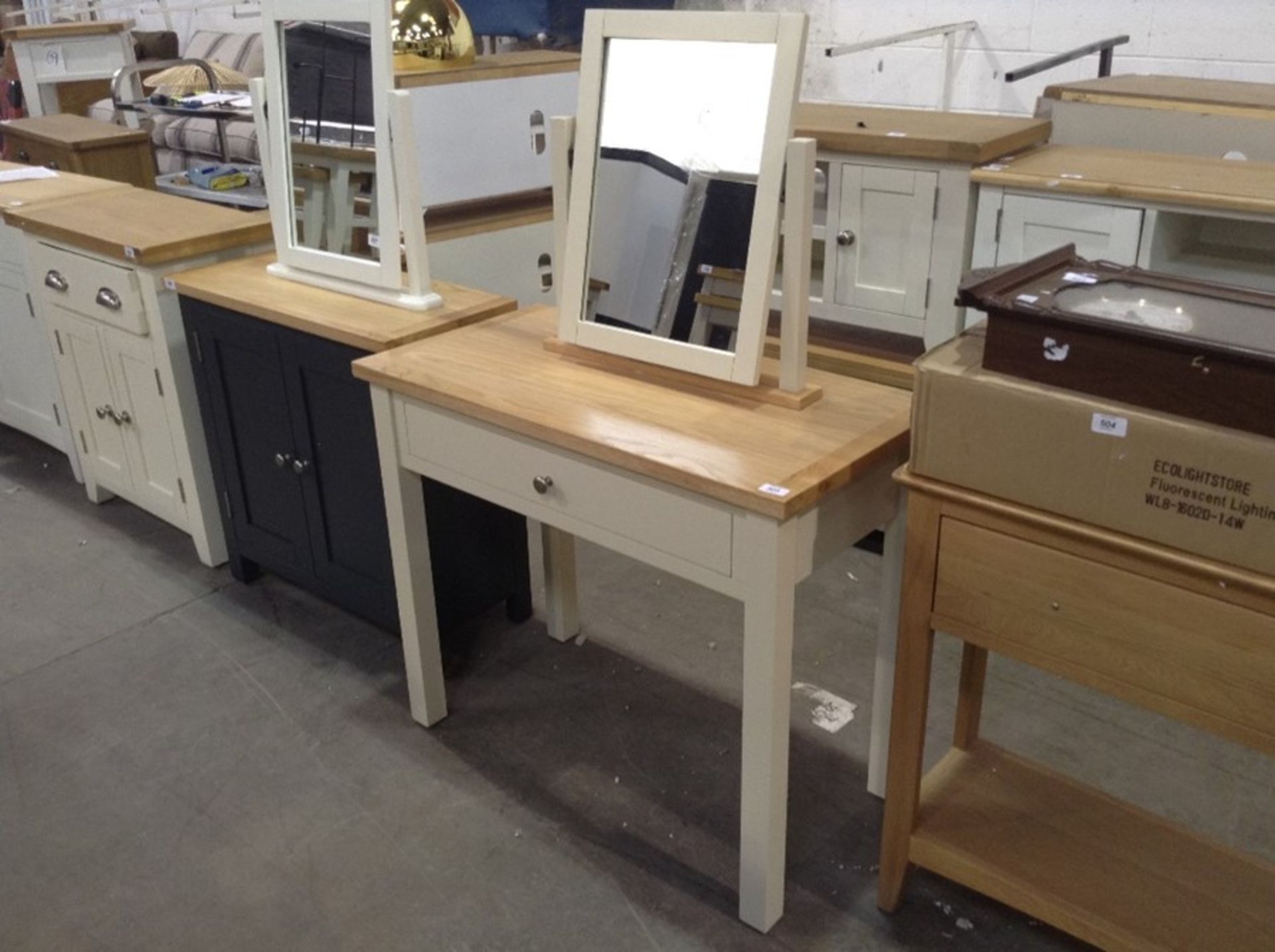 IVORY & OAK DRESSING TABLE & MIRROR