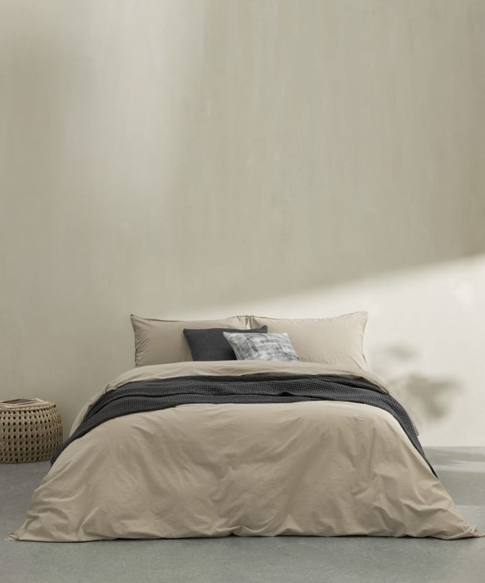 | 1x | Made.com Alexia Stonewashed Cotton Duvet Cover + 2 Pillowcases Double Stone UK RRP Â£49 | SKU