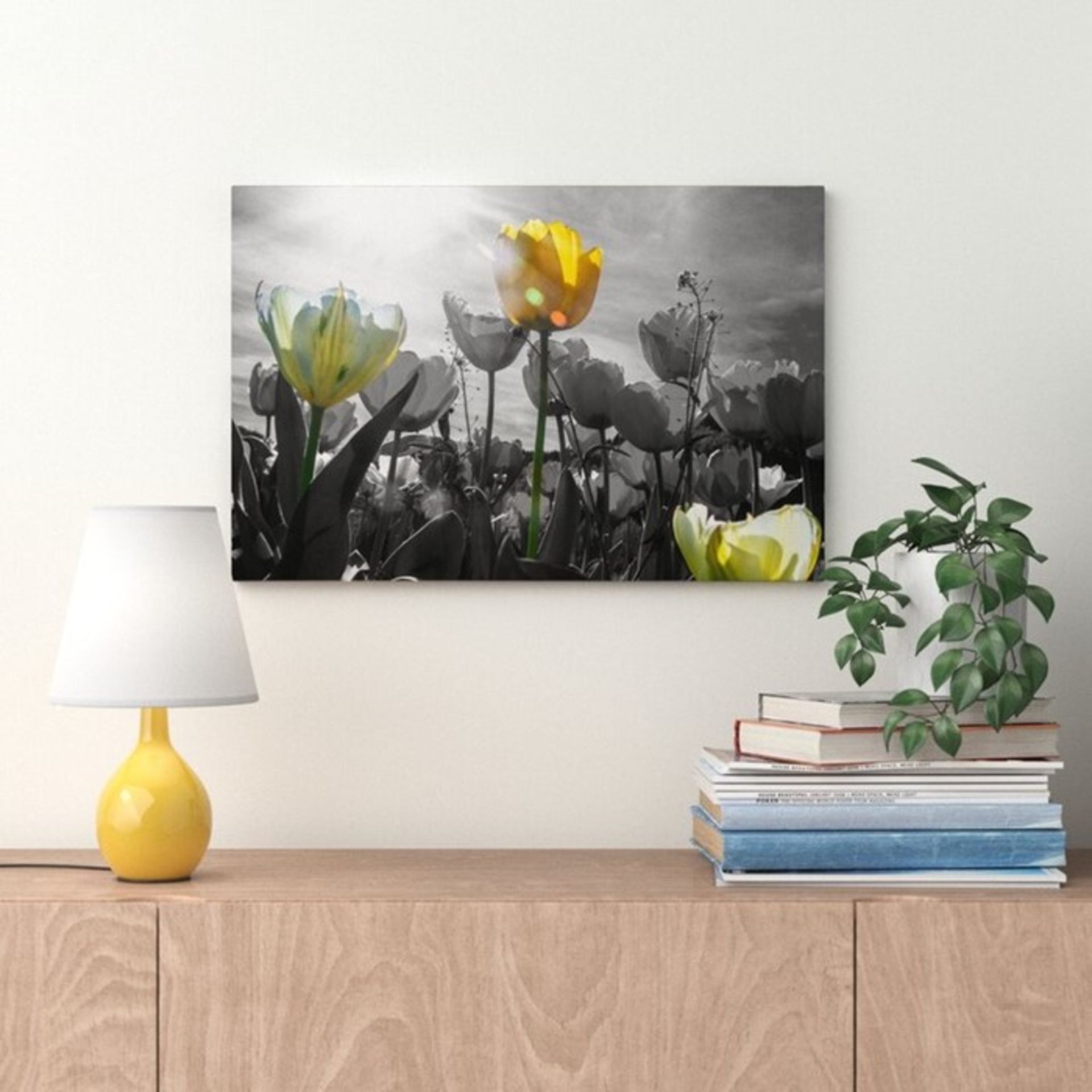 ZIPCODE DESIGN, Beautiful Tulip Meadow Art Print on Canvas in Grey - RRP £49.99 (EXXP2076 - 81762/