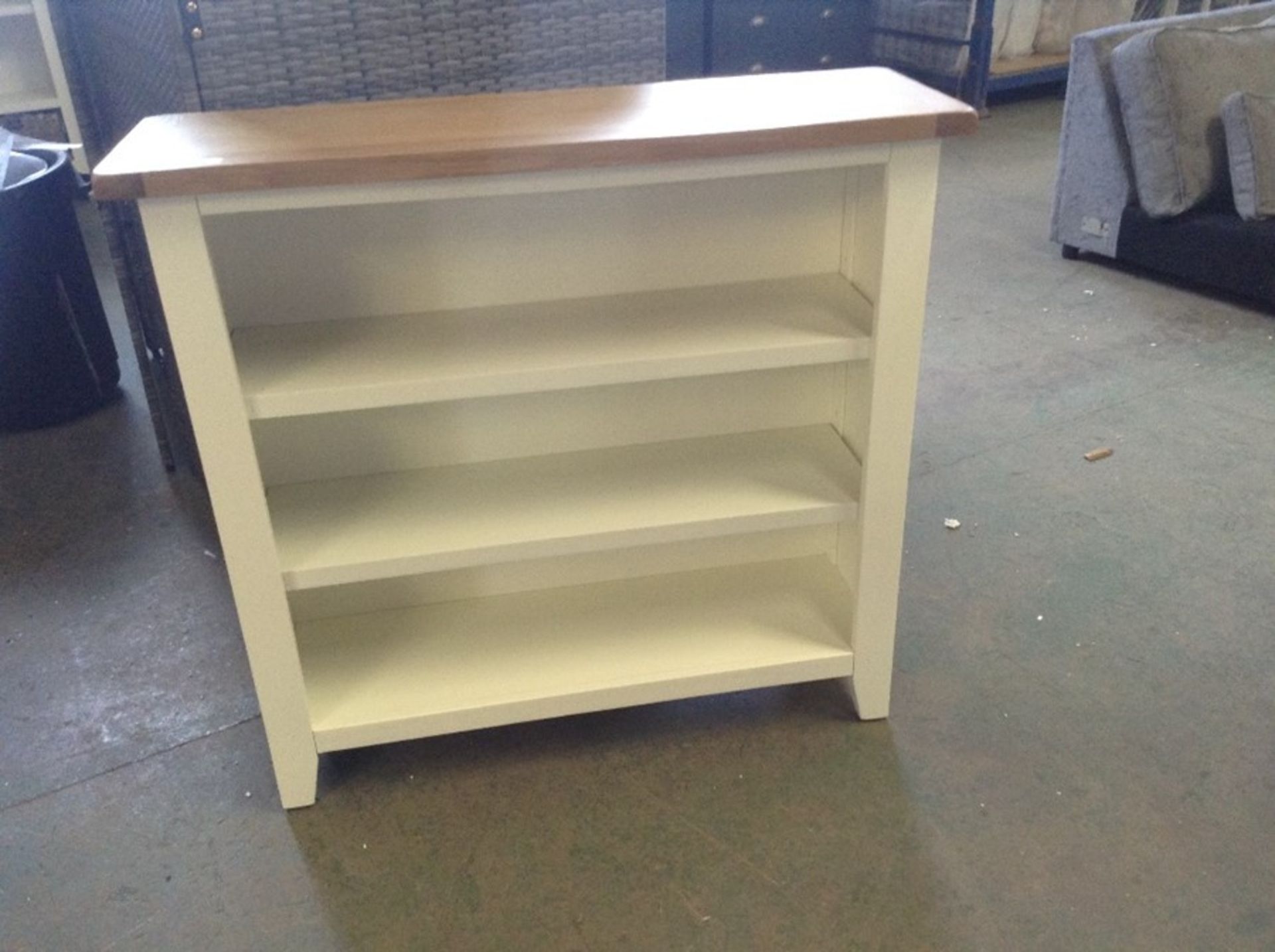 Chester White Painted Oak Small Wide Bookcase (P18