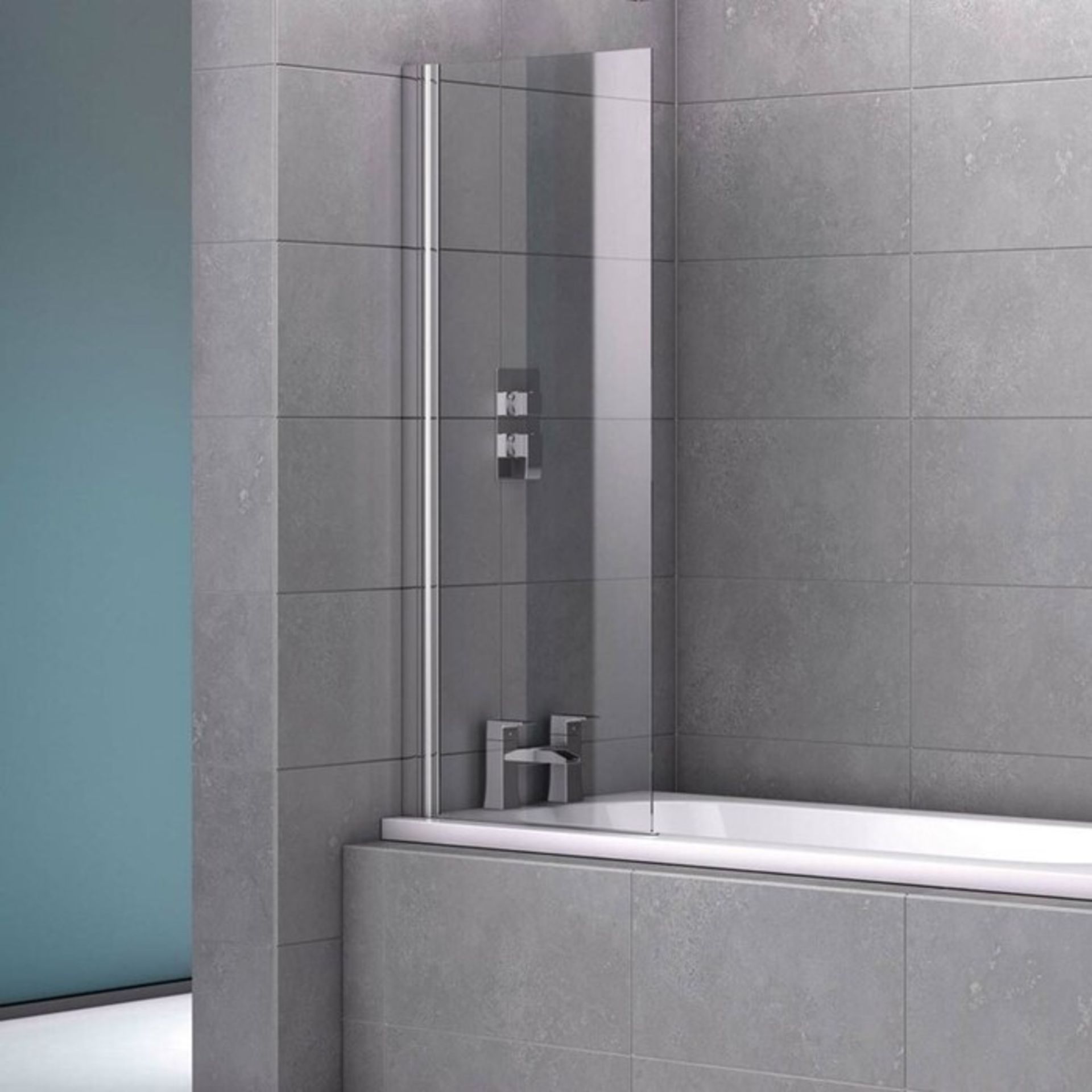 Belfry Bathroom,Stoney 1400 x 600 mm Straight Tempered Glass Hinged Bath Screen  (22543/13 -