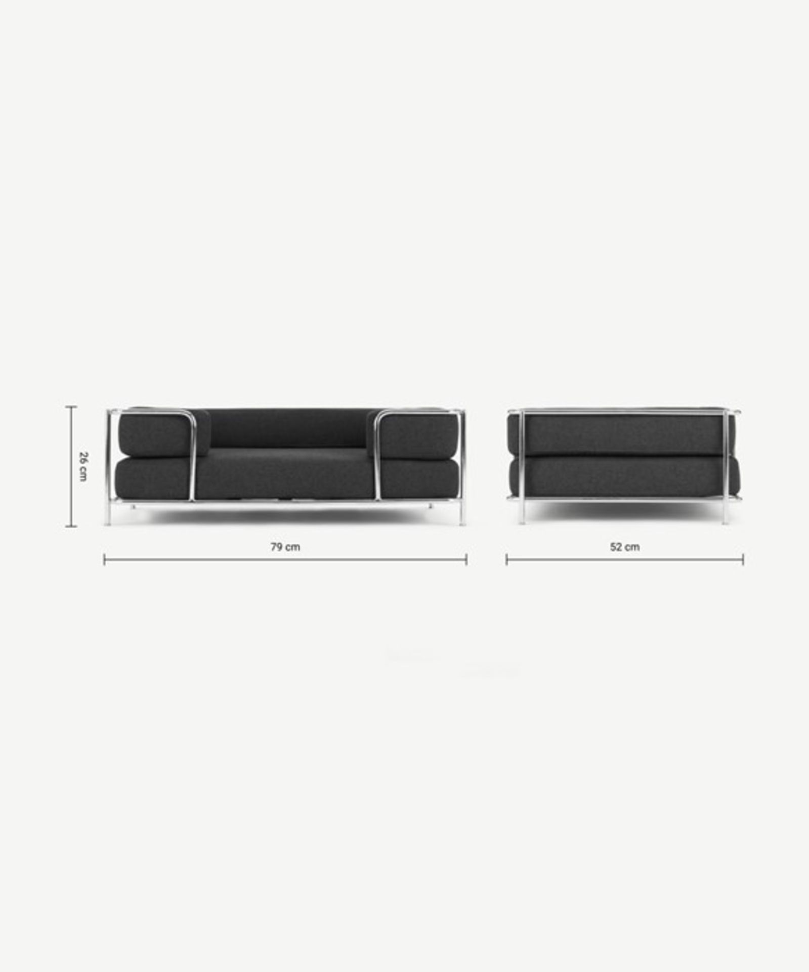 |1x| Made.com | Pet Sofa, S/M, Chrome & Grey | RRP £159 | PETPIE001CHR-UK | 1J0427/2 | 2G |