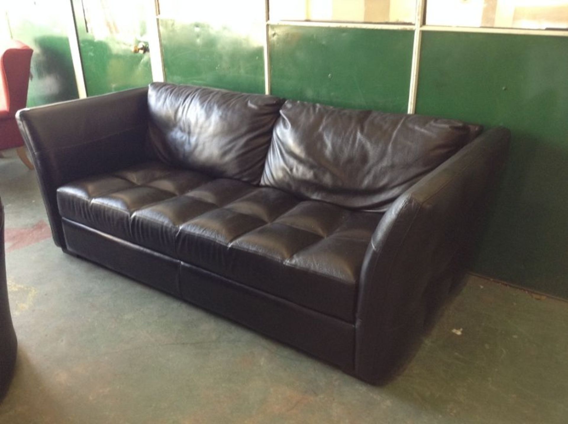 BLACK LEATHER 3 SEATER SOFA