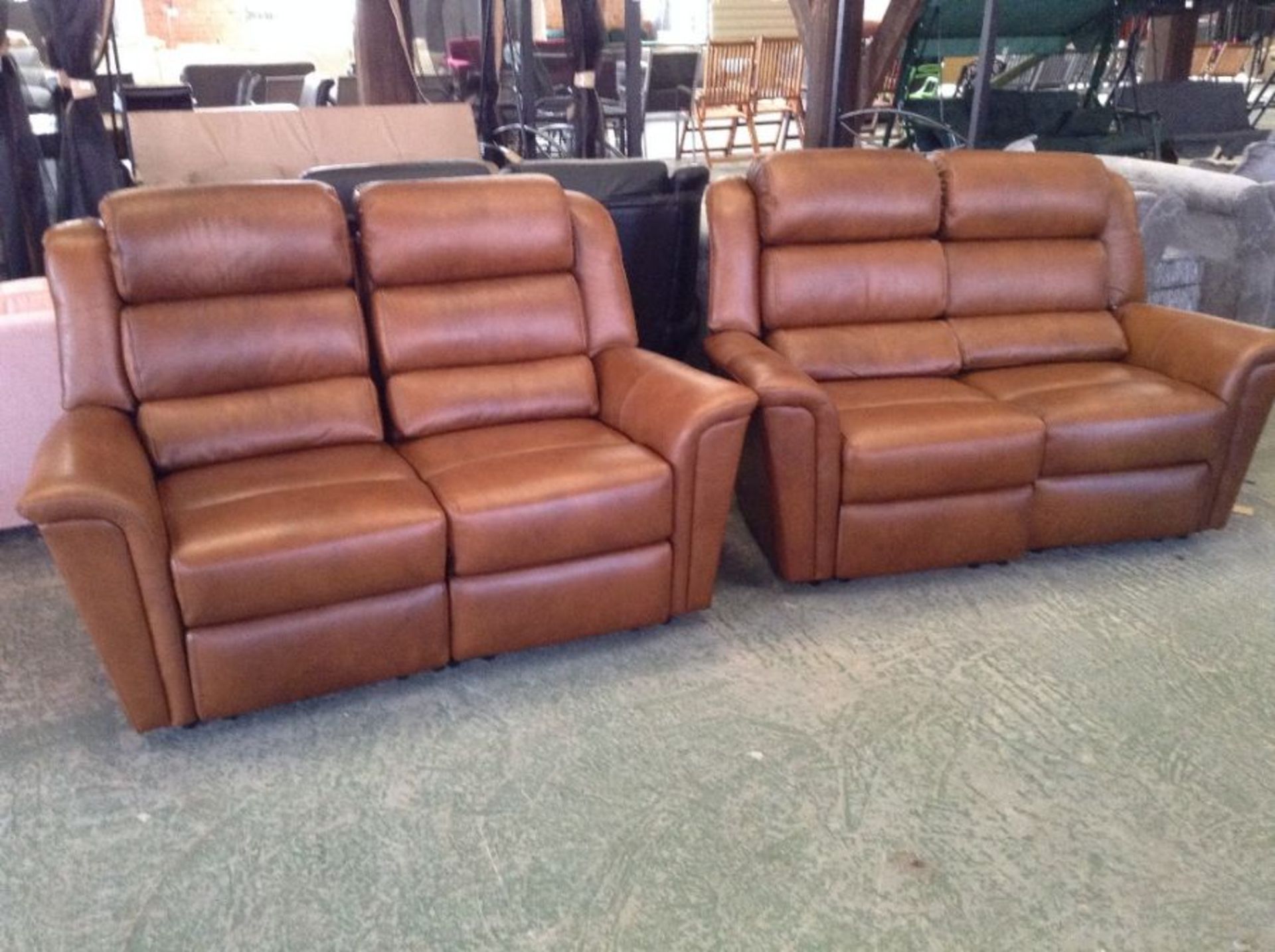 BROWN LEATHER ELECTRIC RECLINING 2 X 2 SEATER SOFA