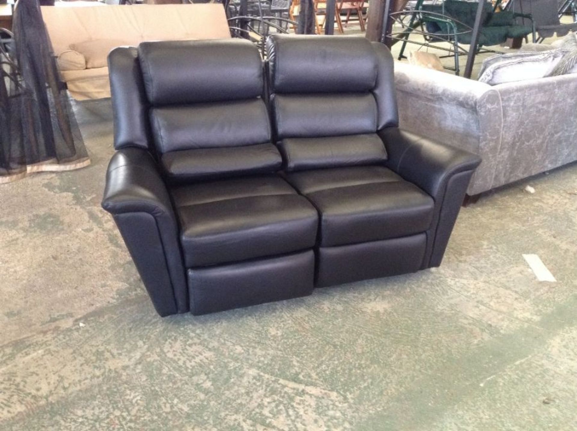 BLACK LEATHERC ELECTRIC RECLINING 2 SEATER SOFA(TR