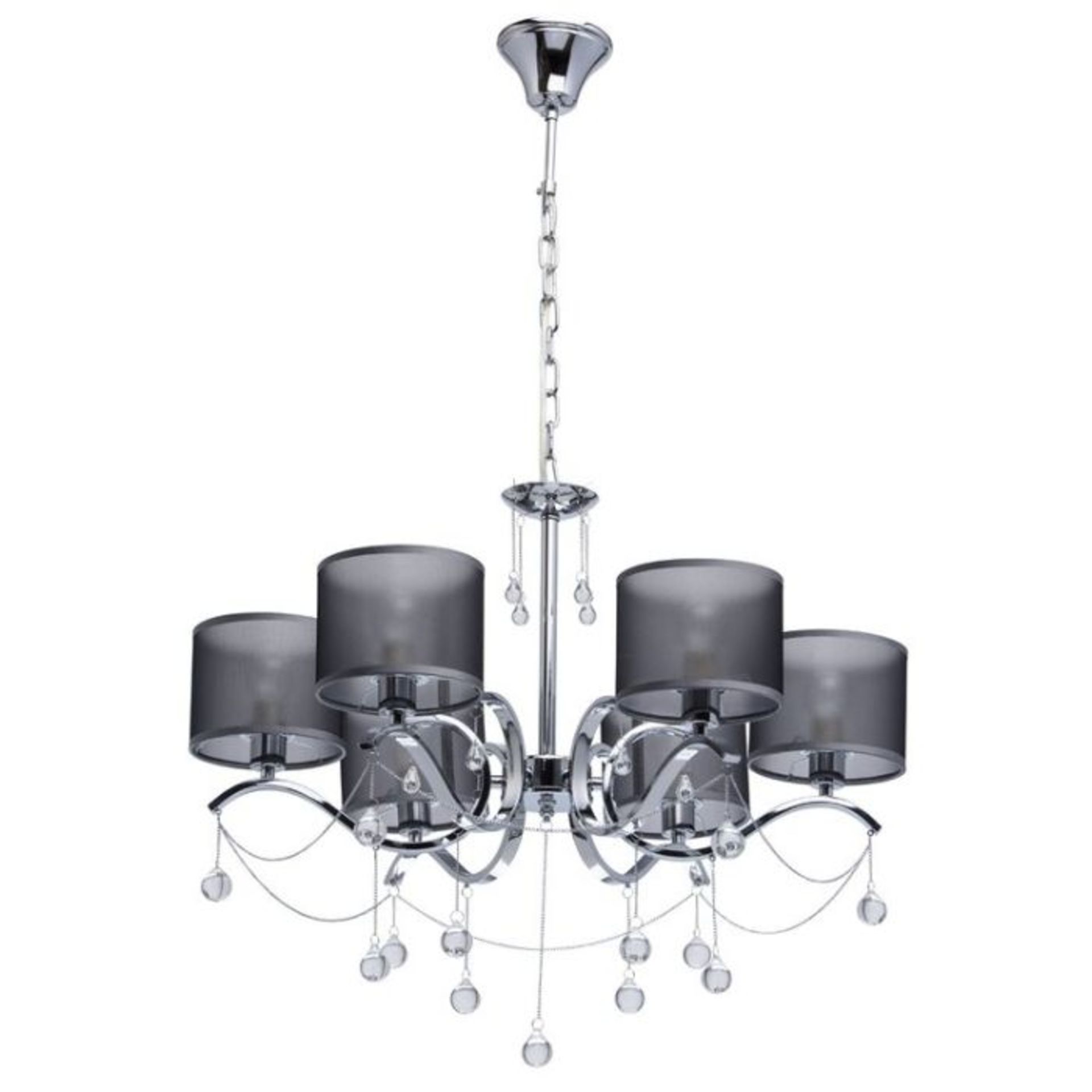 Home Loft Concept, Elegance 6-Light Shaded Chandelier (CHROME BASE & GREY SHADE) - RRP £155.99 (