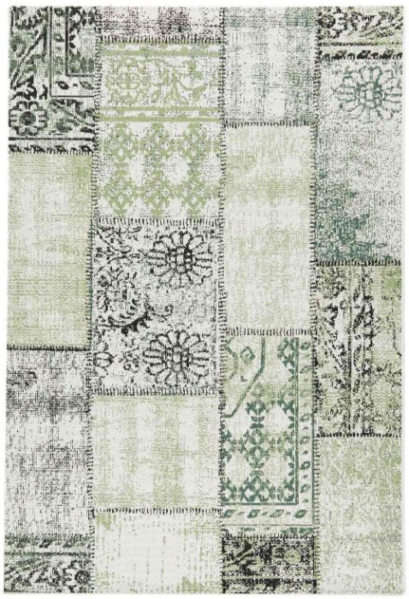 Chavez Flatweave Ivory/Green/Black Rug - RRP £68.99 (BINV1513 - HL10 - 5/16)