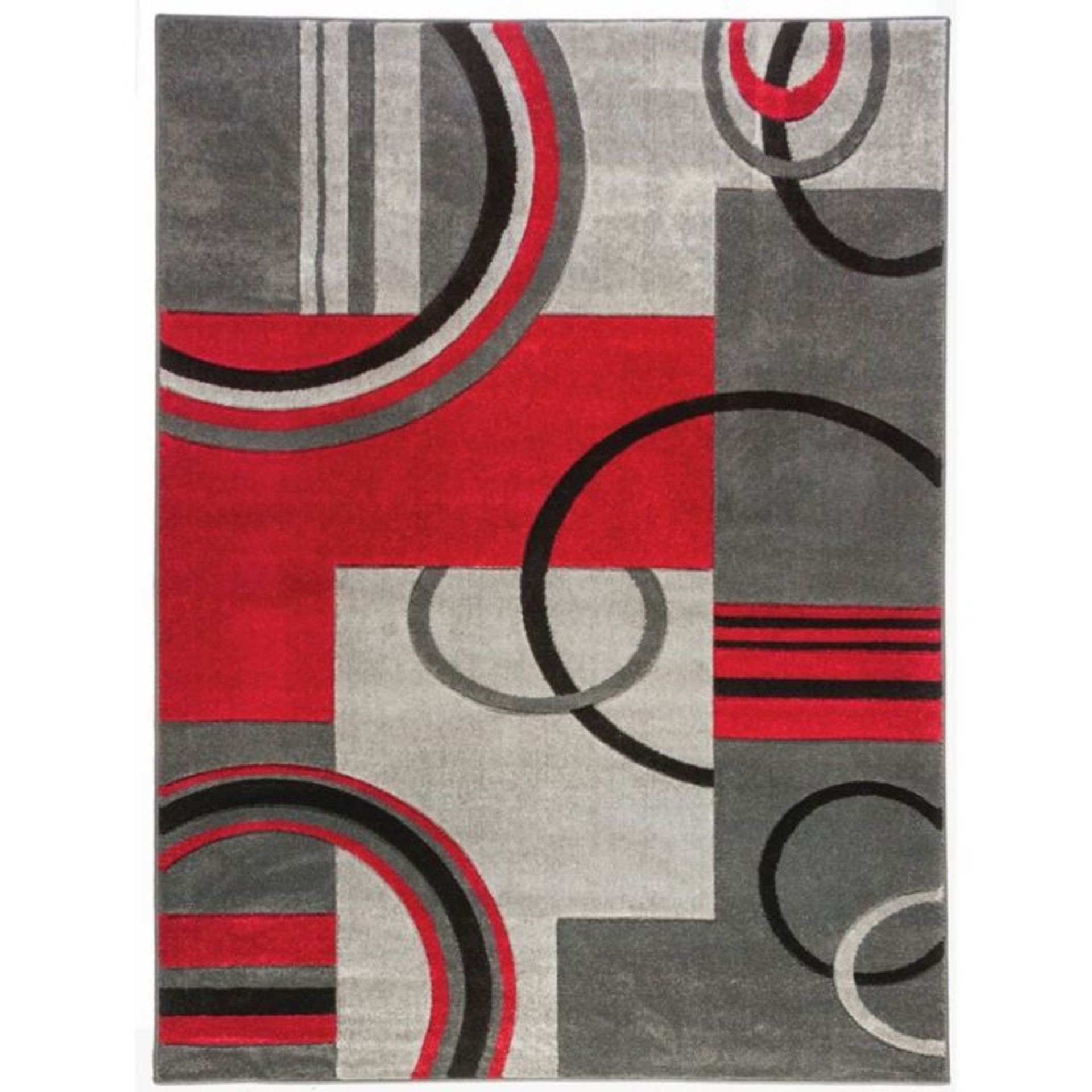 Well Woven,Ruby Modern Galaxy Waves Grey/Red Area Rug RRP -£92.99 (9664/4 -WEWO1026)