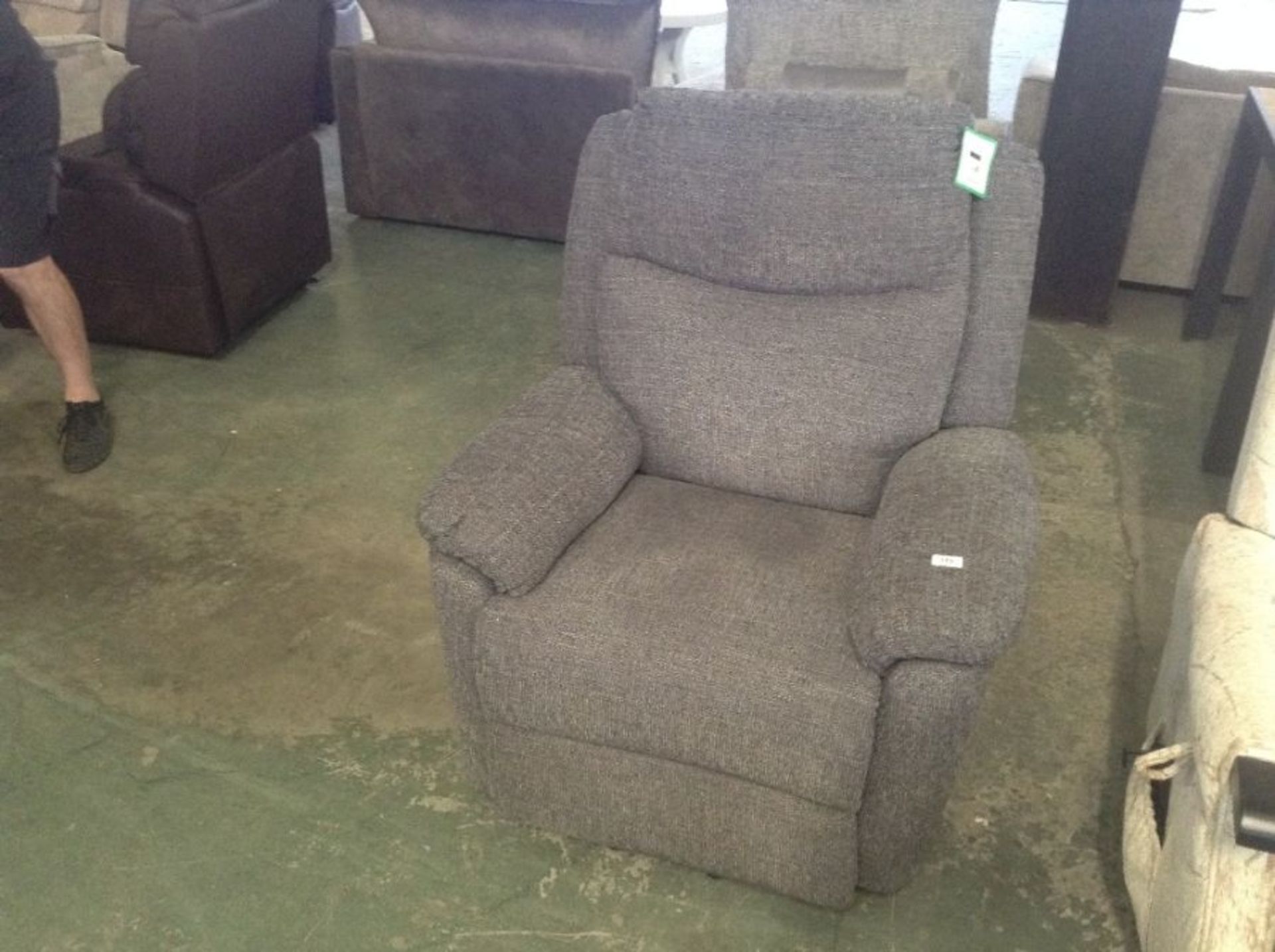 GREY FABRIC RISE + RECLINE CHAIR