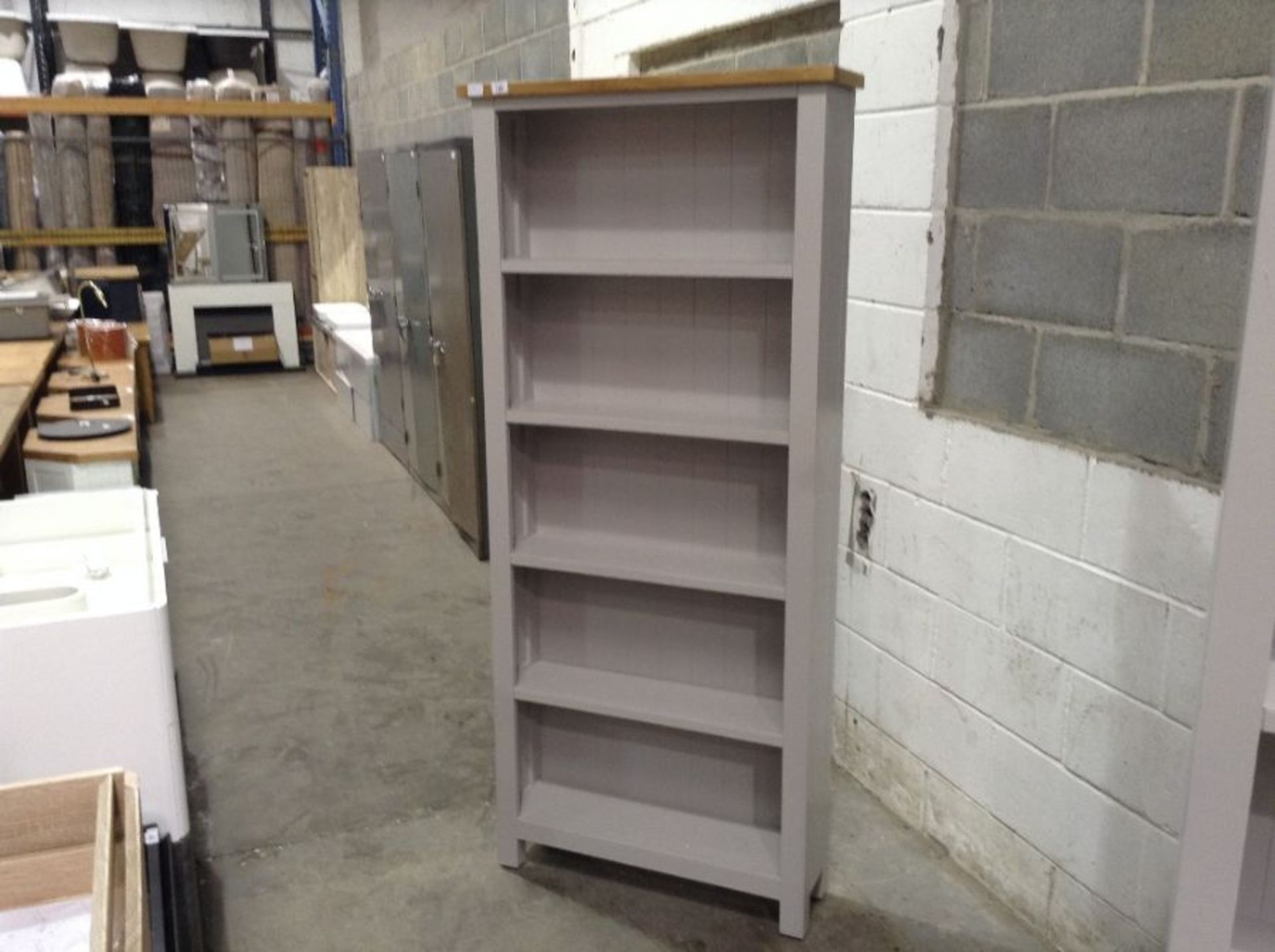 Salisbury Grey Painted Oak Large Bookcase (A48 -LP-LBC-G)(damage)