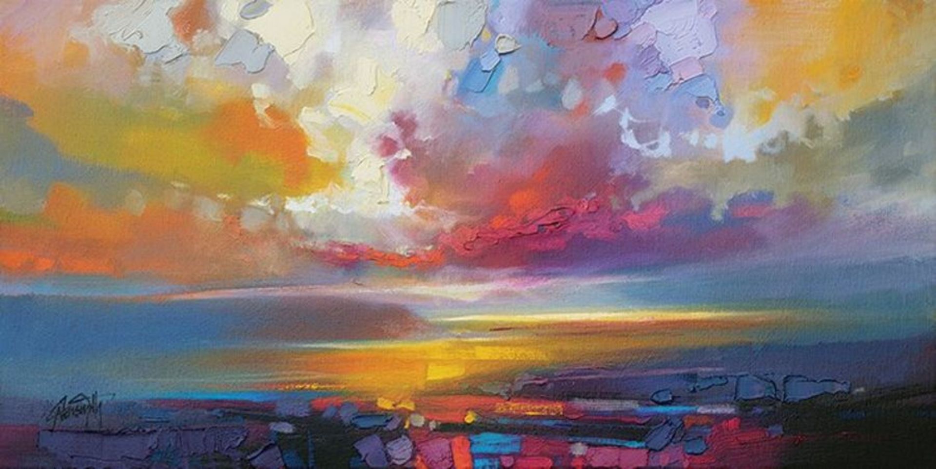 East Urban Home,'Uig Clouds' Painting Print (ROLLED UP) RRP -£25.82 (14610/10 -APET3809)