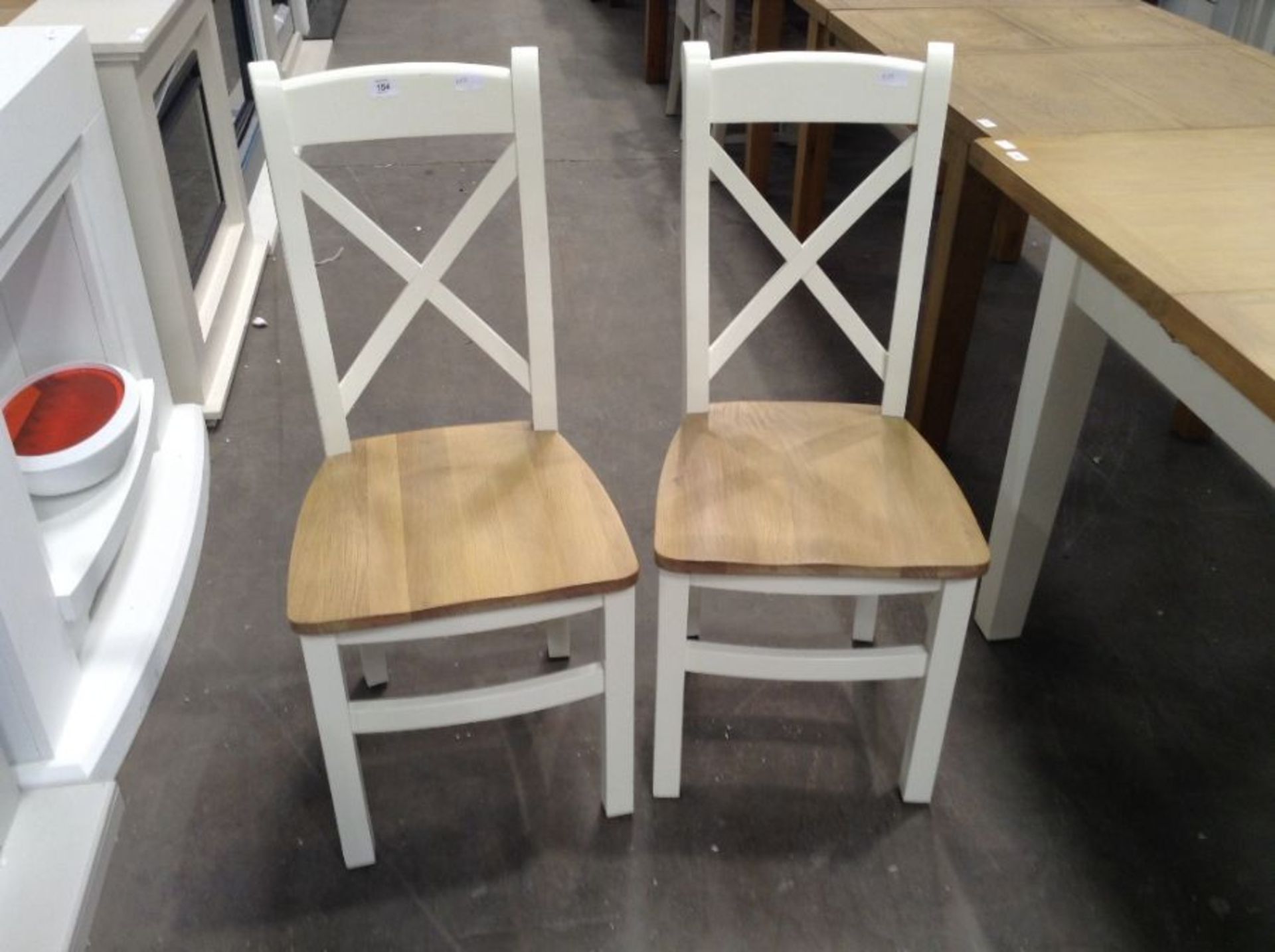 Suffolk White Painted Oak Crossback Chair With Wooden Seat X 2 (MARKED) (A123 -TT-CBCW-W)(A124 -TT-
