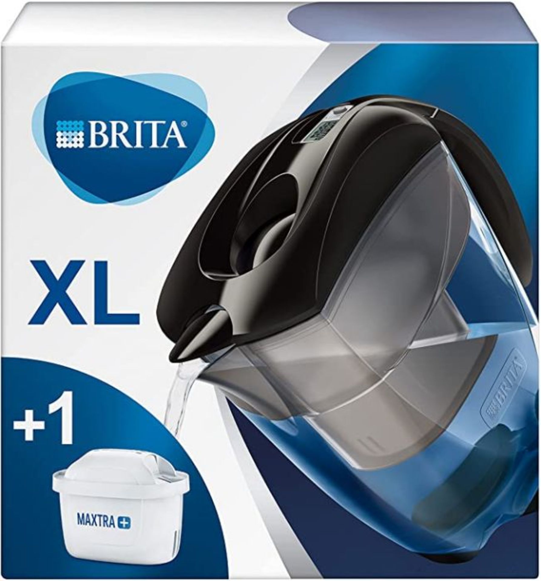 BRITA Elemaris XL water filter jug for reduction of chlorine, limescale and impurities, Includes 1 x