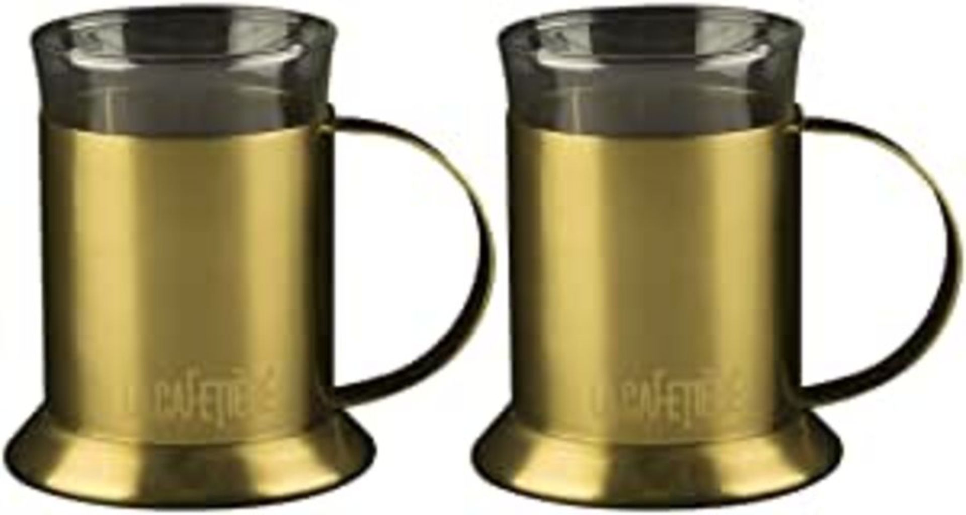 La CafetiÃ¨re Set Of 2 Edited Brushed Gold-Finish Glass Cups, 200ml (7 fl oz) - RRP £9.2 ( - Image 2 of 2