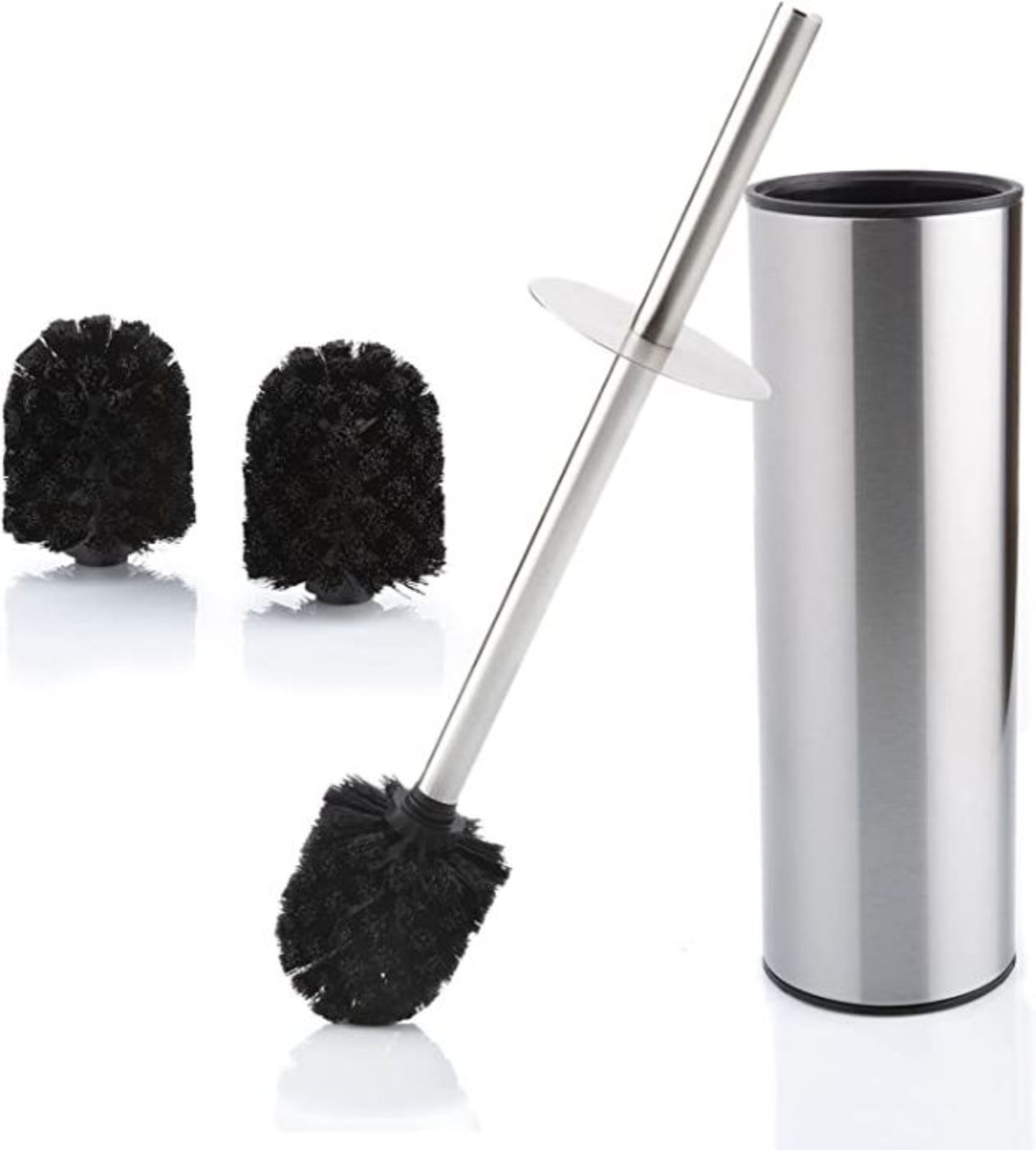 Bamodi Toilet Brush with Holder - Free Standing Stainless Steel Toilet Brushes including 3 Brush