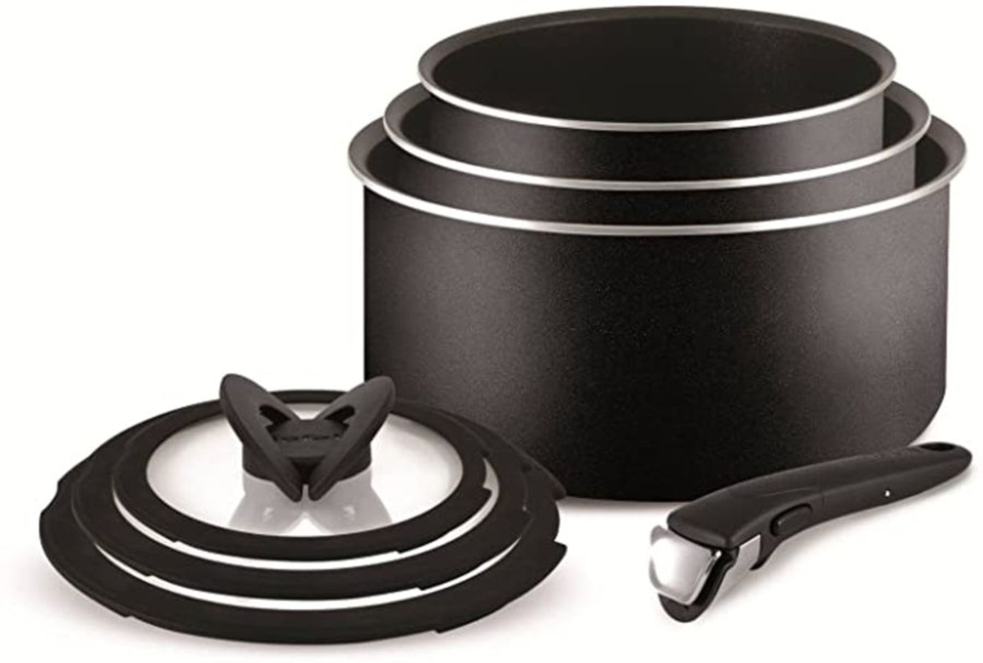 Tefal Ingenio Essential Non-stick Saucepan Set, 7 Pieces - Black - RRP £59.99 (AMO030821 - 13 - - Image 2 of 2