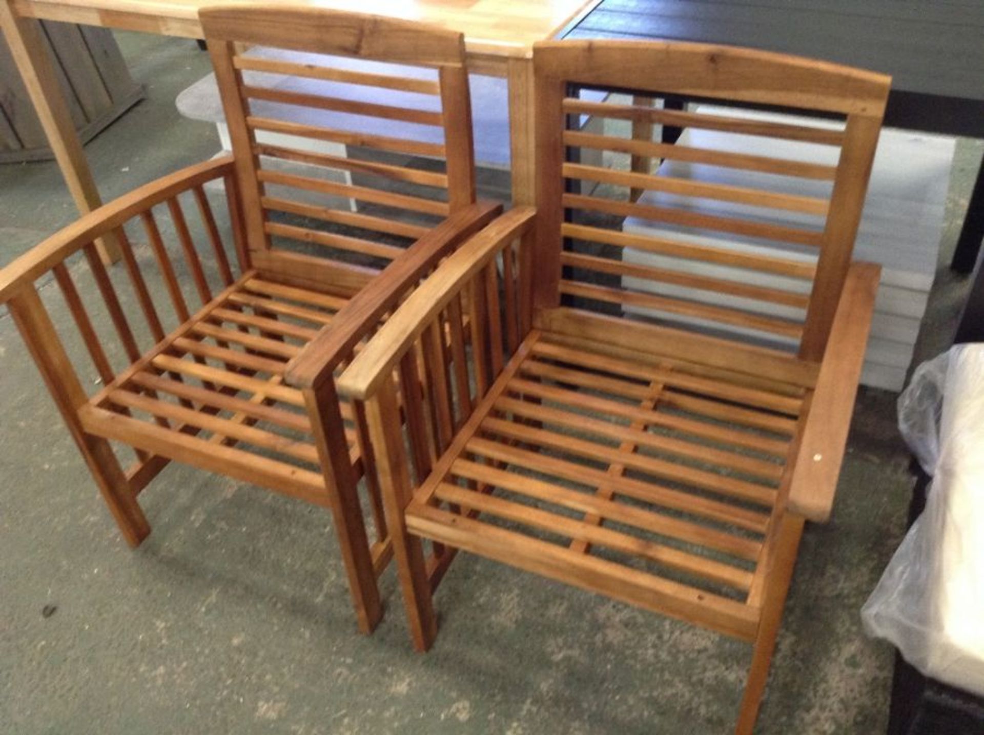 2 X GARDEN CHAIRS (NO CUSHIONS DAMAGED)