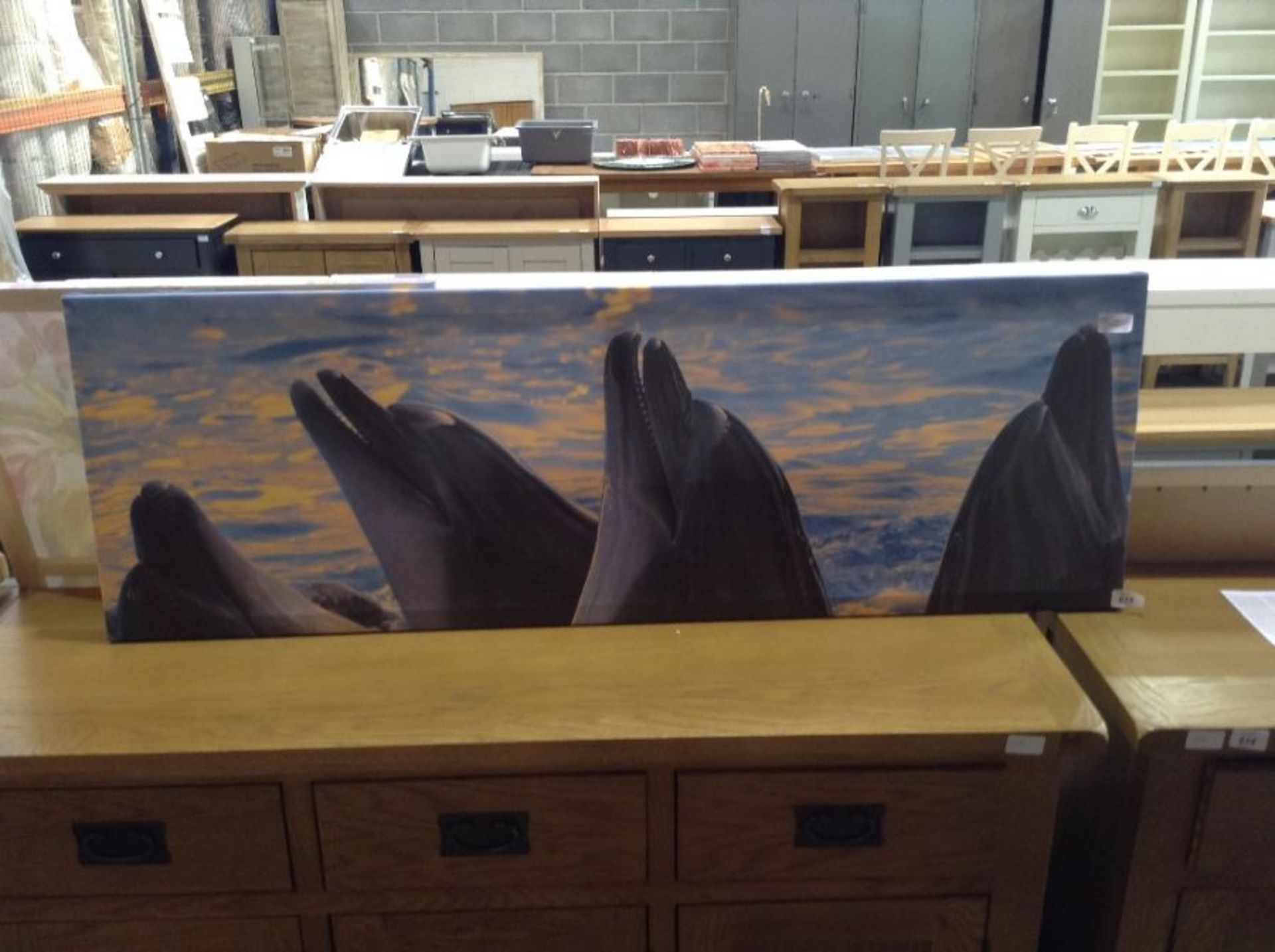 East Urban Home,Group of Dolphins at Sunset Print on Canvas RRP -£73.99 (13774/23 -EUBK0967)