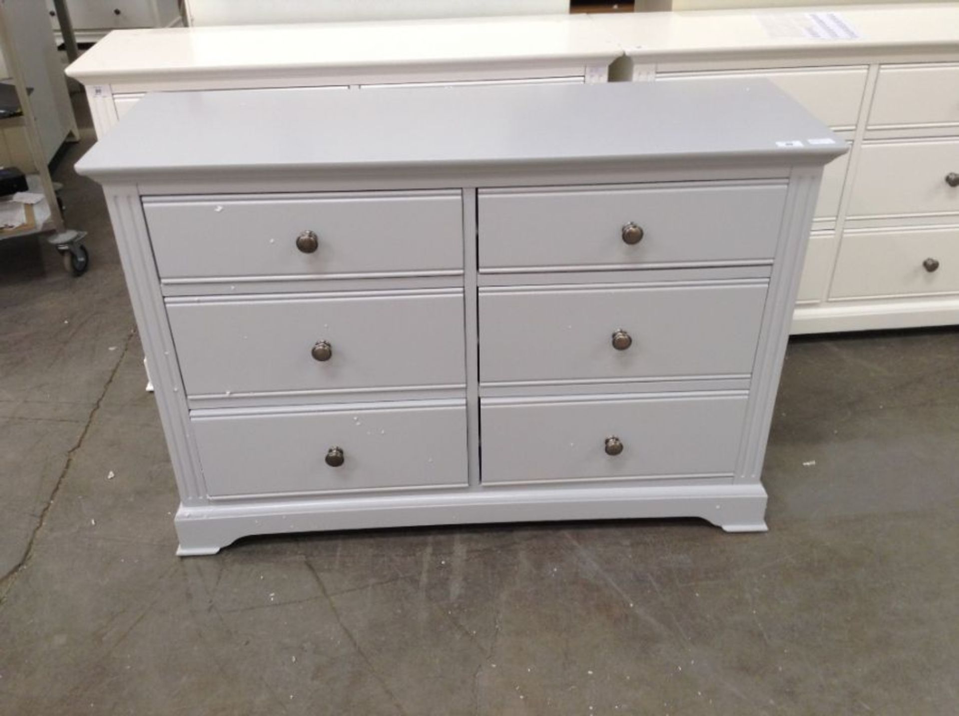 Banbury Grey Painted 6 Drawer Chest (A72 -BP-6DC-G)(DAMAGED SCRATCHED)