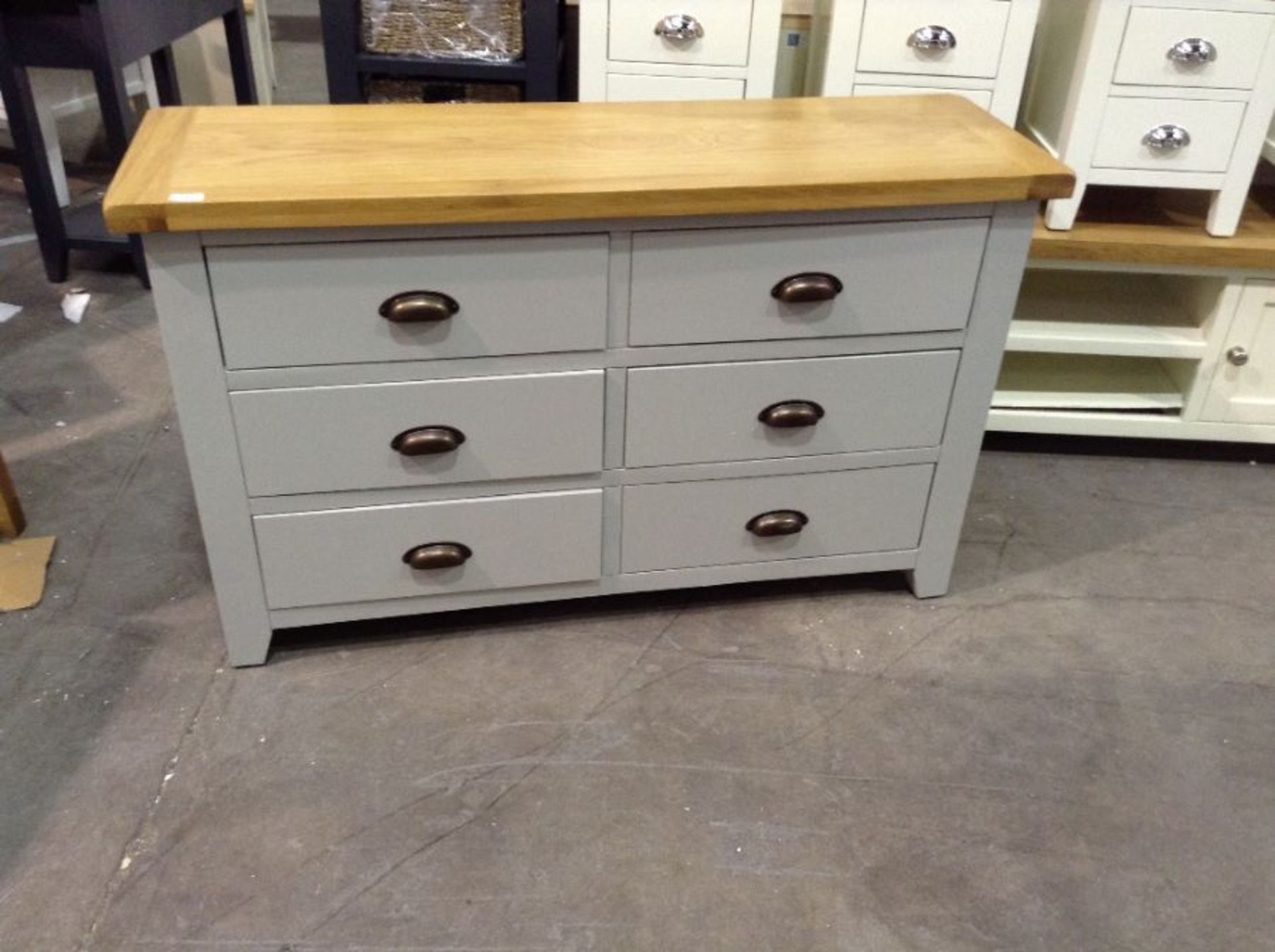 HAMPSTEAD GREYPAINTED OAK 6 DRAWER CHEST