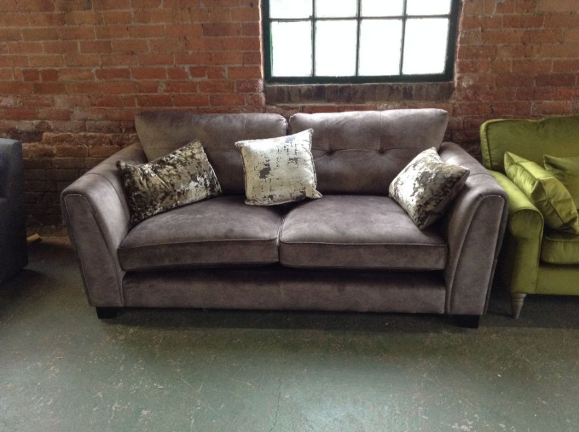 BROWN SADDLE 3 SEATER SOFA