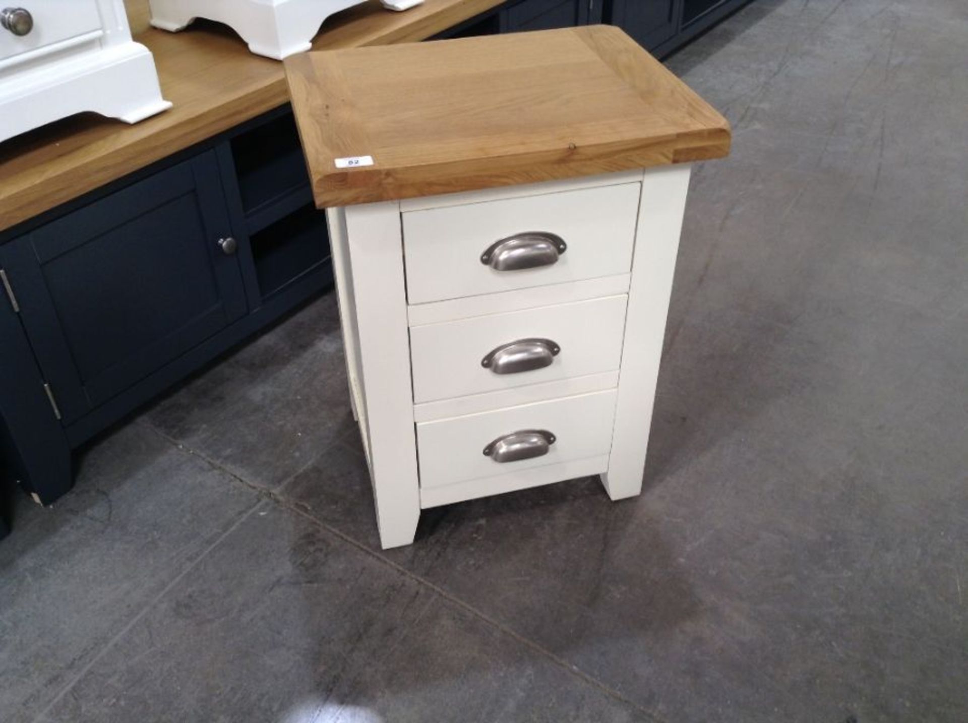 HAMPSTED WHITE AND OAK 3 DRAWER BEDSIDE