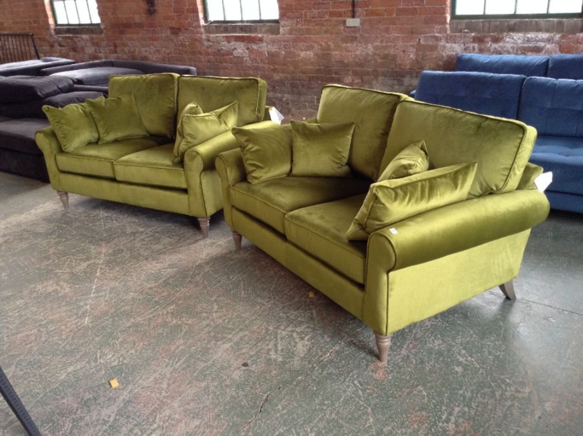 GREEN VELVET 2 X 2 SEATER SOFAS