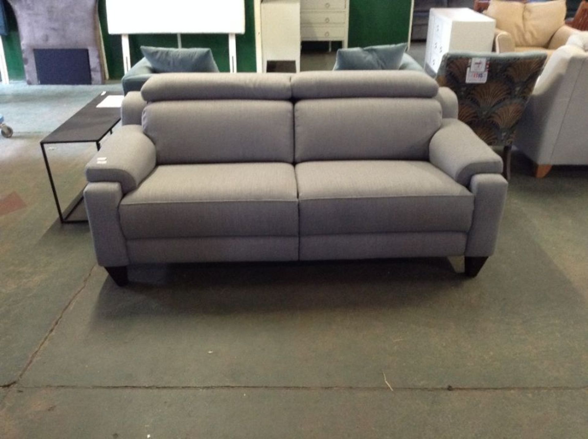 GREY FABRIC WITH ADJUSTABLE HEADREST 3 SEATER SOF