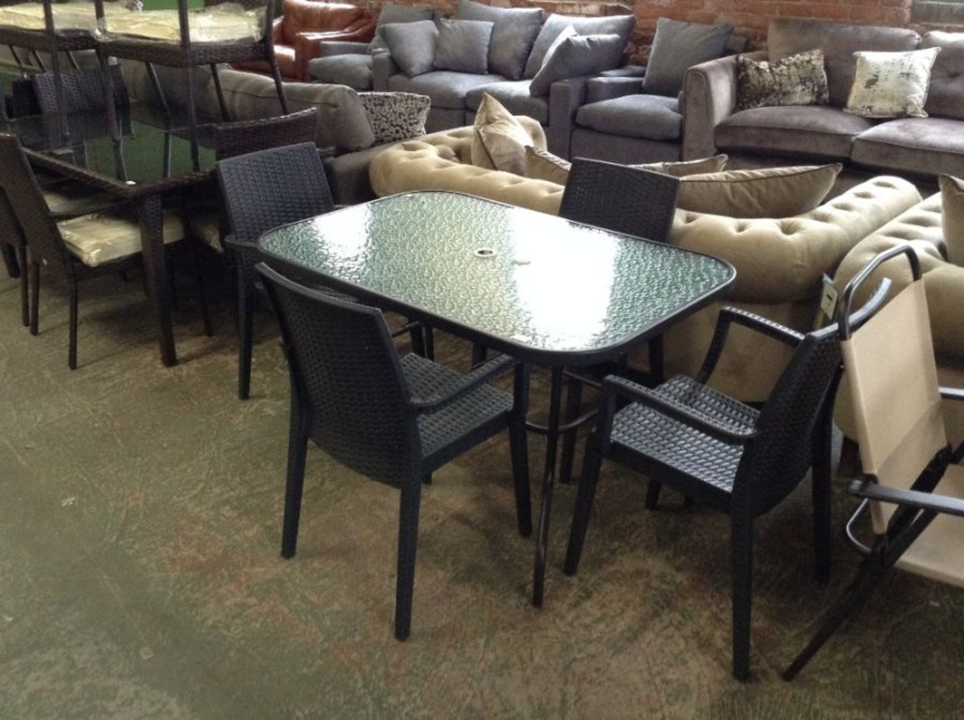 GLASS GARDEN TABLE AND 4 DINING CHAIRS 23690/5-236