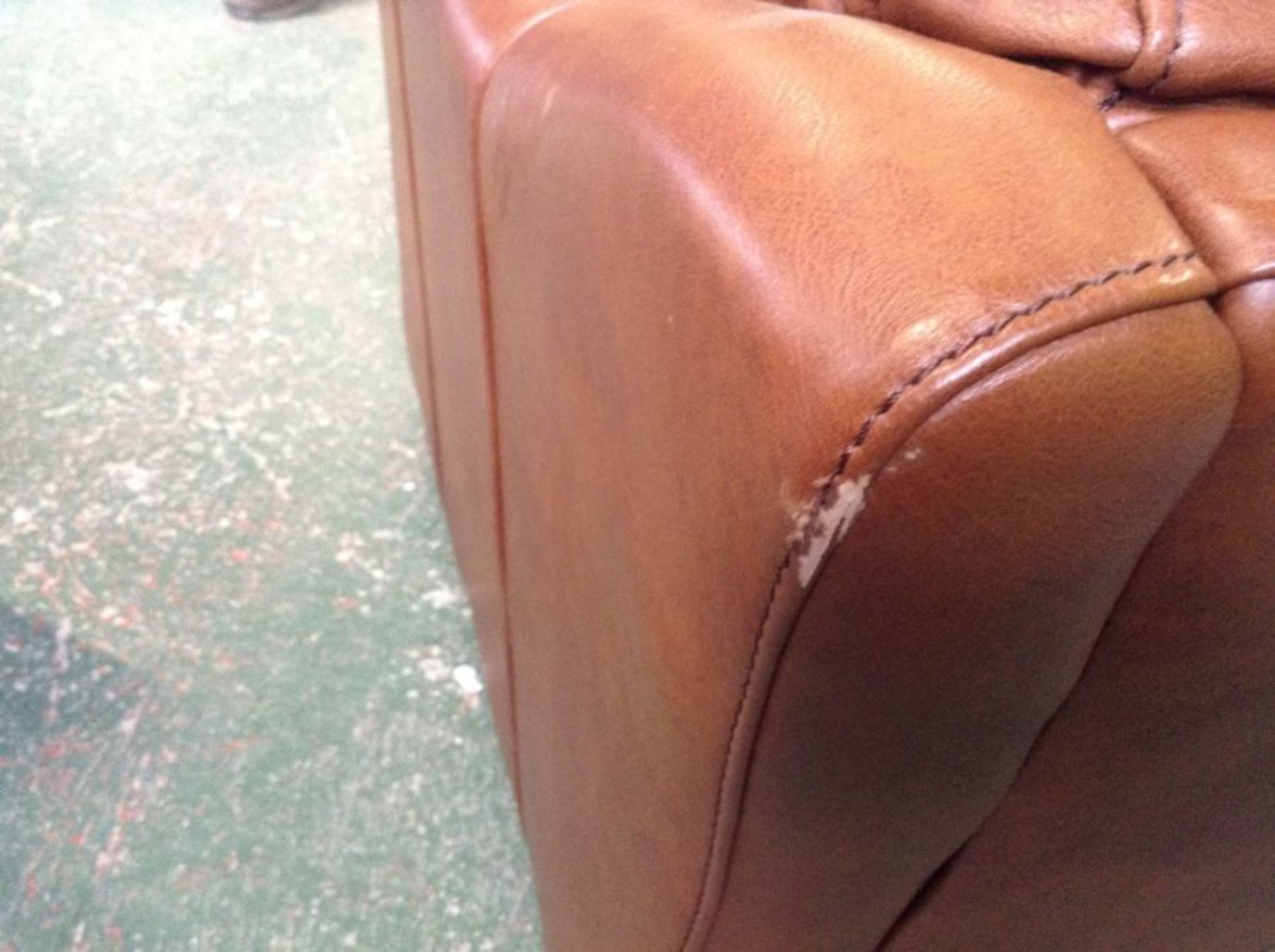 BROWN LEATHER SNUG CHAIR (SCUFFED ON BACK CORNERS - Image 3 of 3