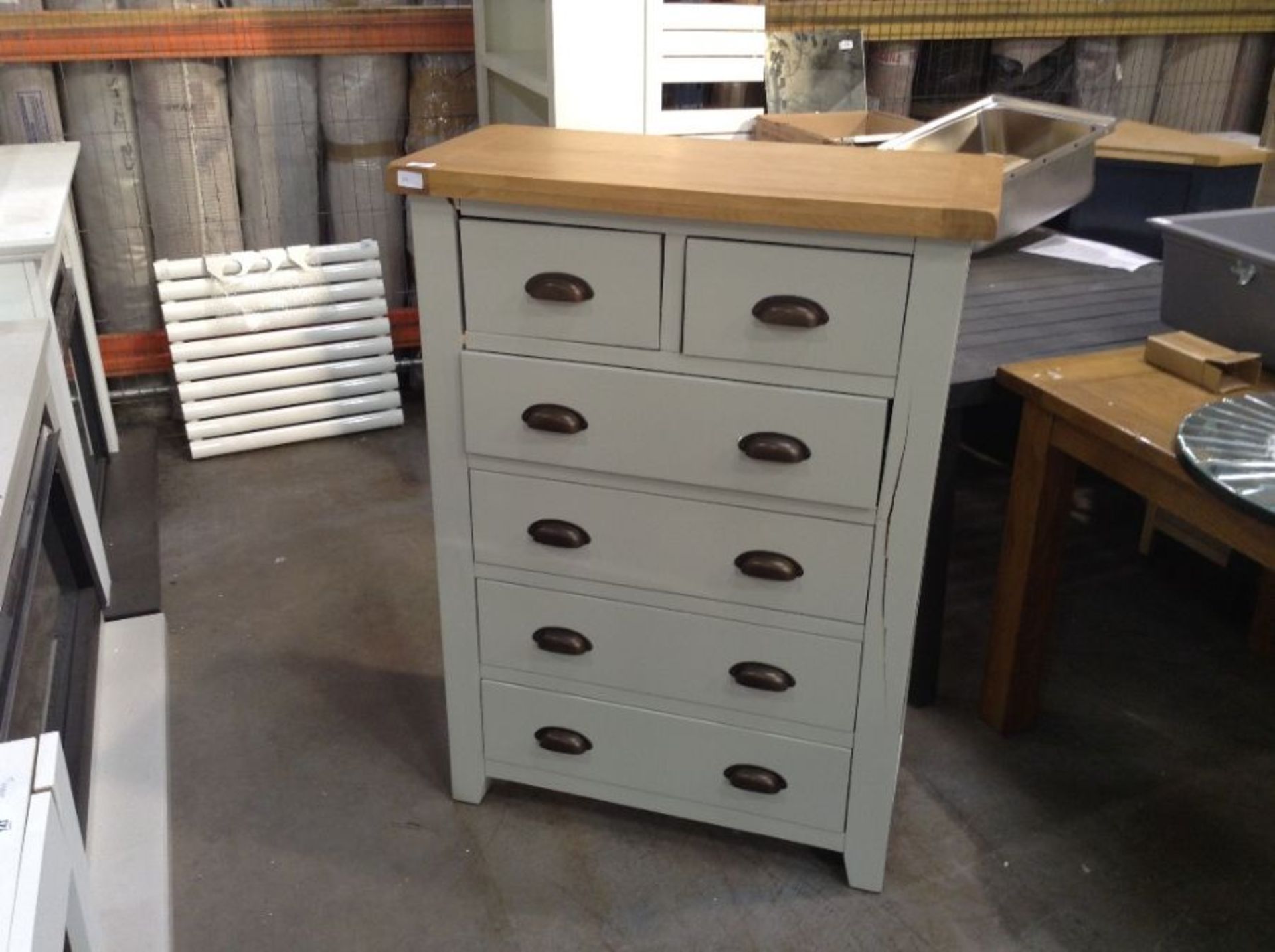 Hampshire Grey Painted Oak Chest 2 Over 4(B/11 -WXF P15)(DAMQAGED)