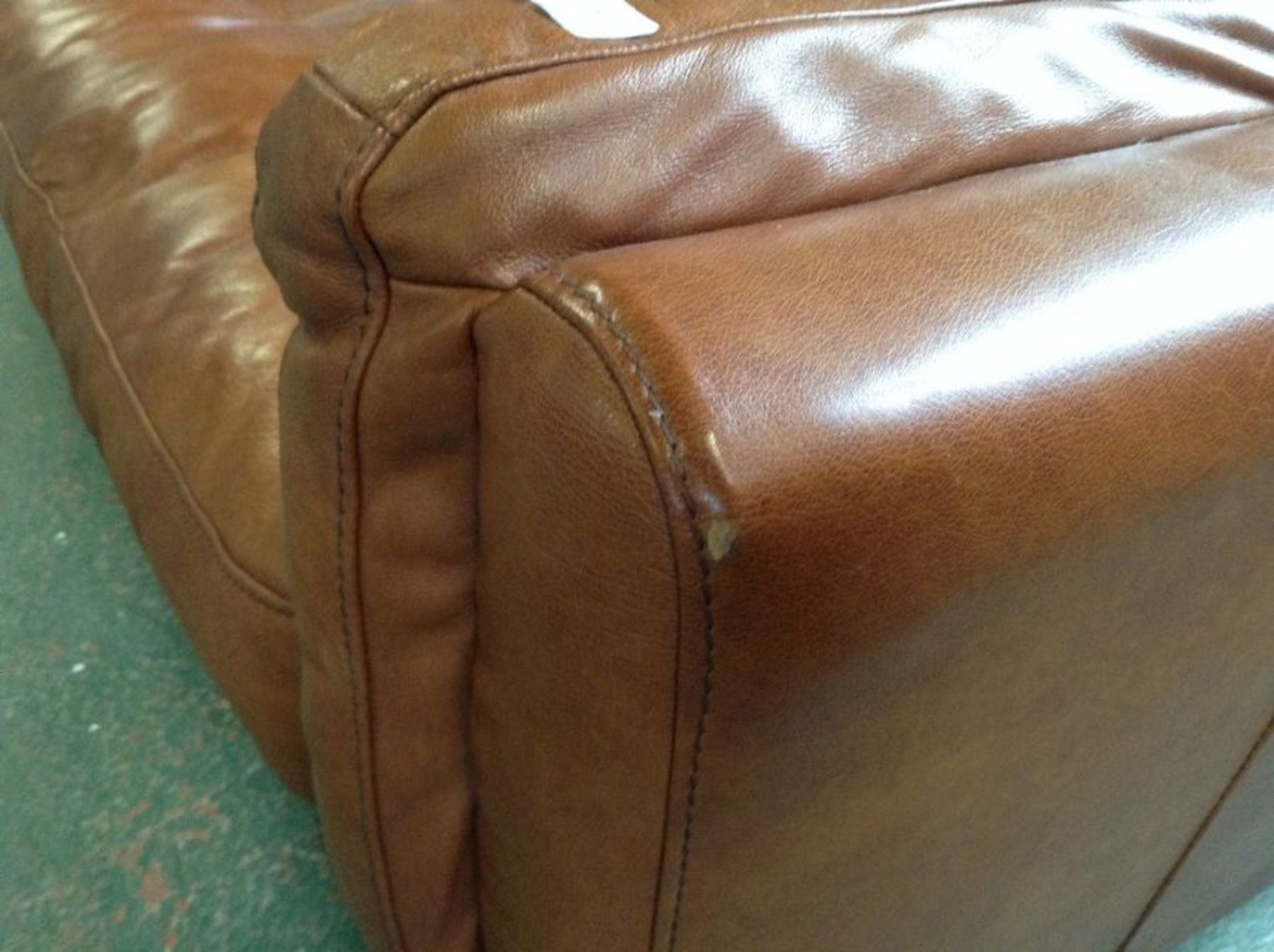 BROWN LEATHER SNUG CHAIR (SCUFFED ON BACK CORNERS - Image 2 of 3