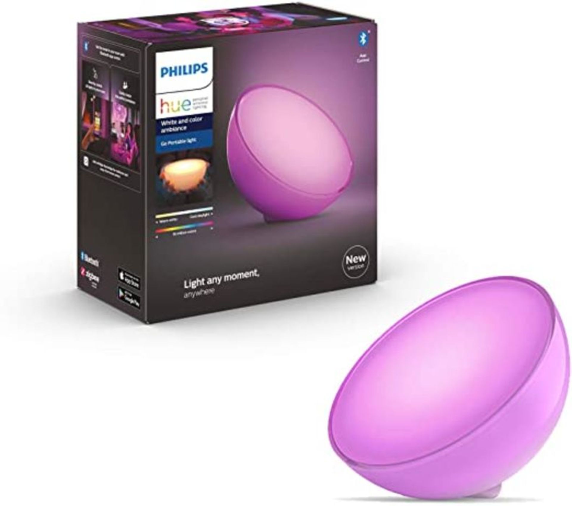 Philips Hue Go 2.0 White & Colour Ambiance Smart Portable Light with Bluetooth, Works with Alexa and