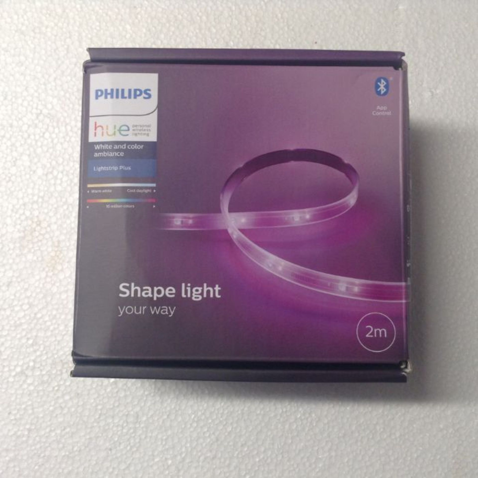 Philips Hue Lightstrip Plus v4 [2 m] White & Colour Ambiance Smart LED Kit with Bluetooth, Works