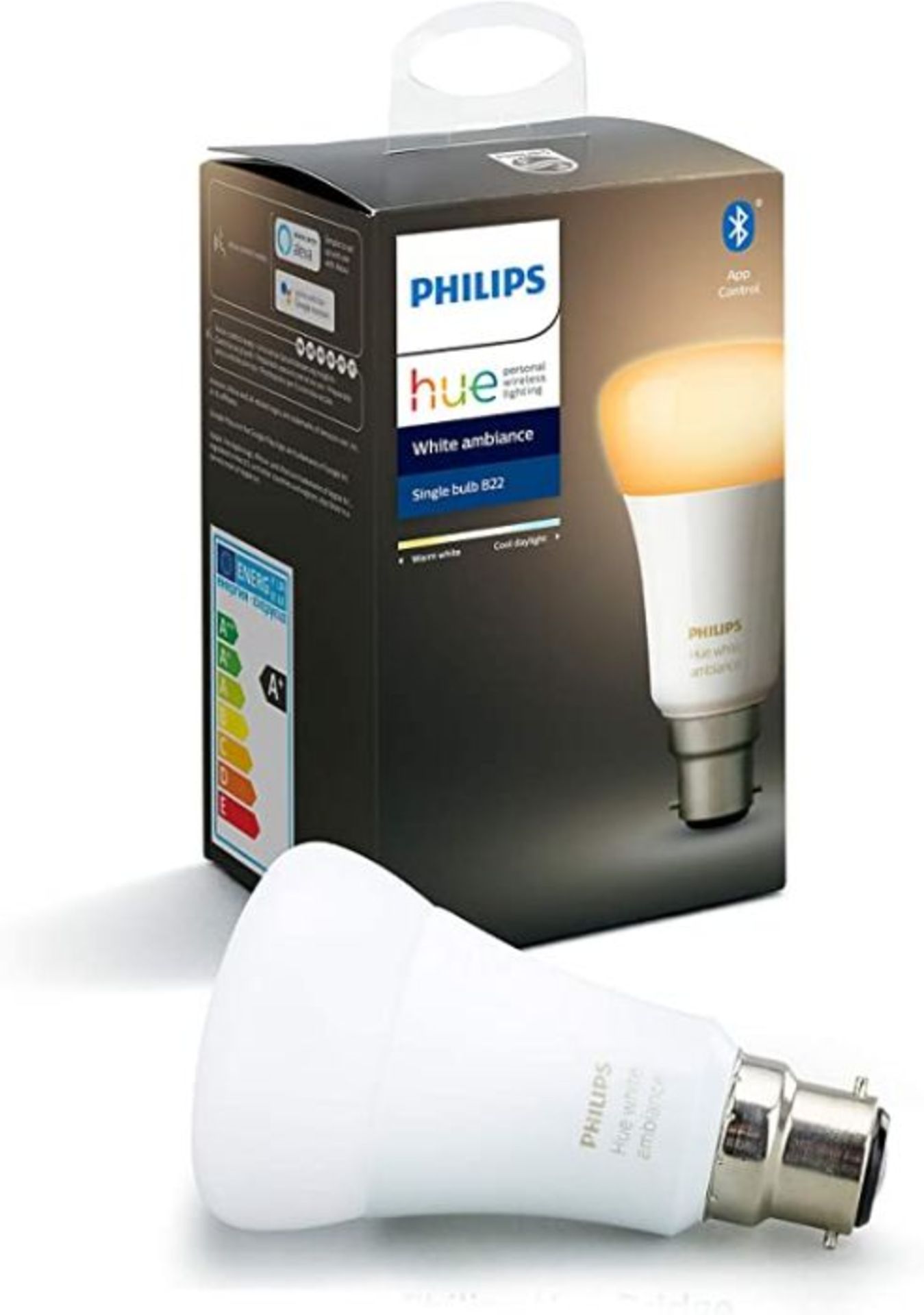 Philips Hue White Ambiance Single Smart Bulb LED [B22 Bayonet Cap] with Bluetooth. Works with