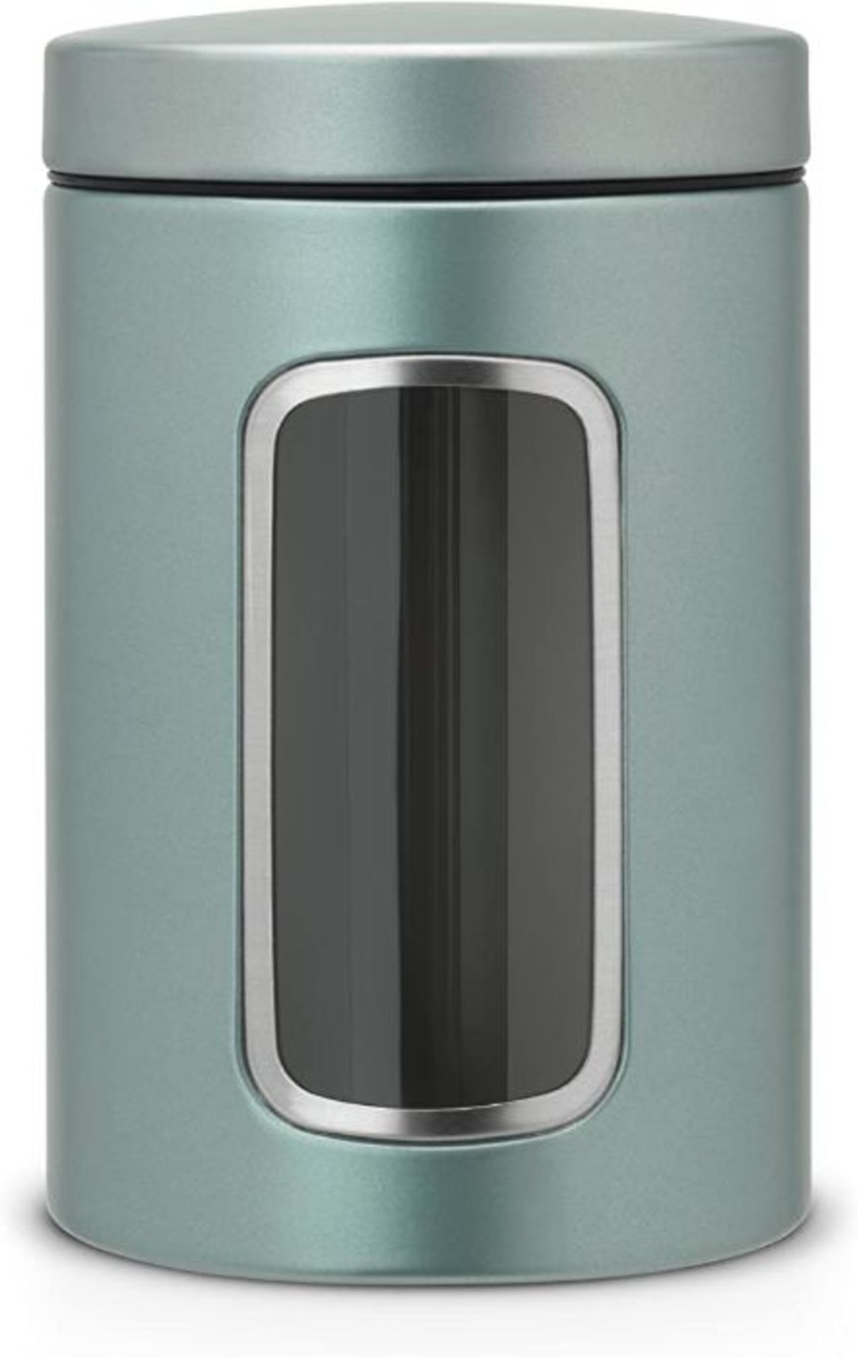 Brabantia 484360 Round Canister Jar with Window and Accessories, 1.4 L - Metallic Mint - RRP £8.
