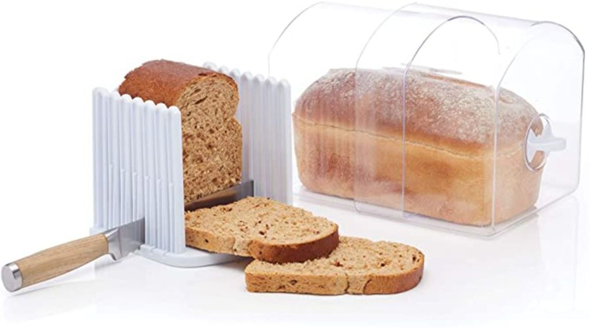 KitchenCraft Stay Fresh Expanding Bread Keeper - Bread Bin with Bread Slicer Guide, In Gift Box,