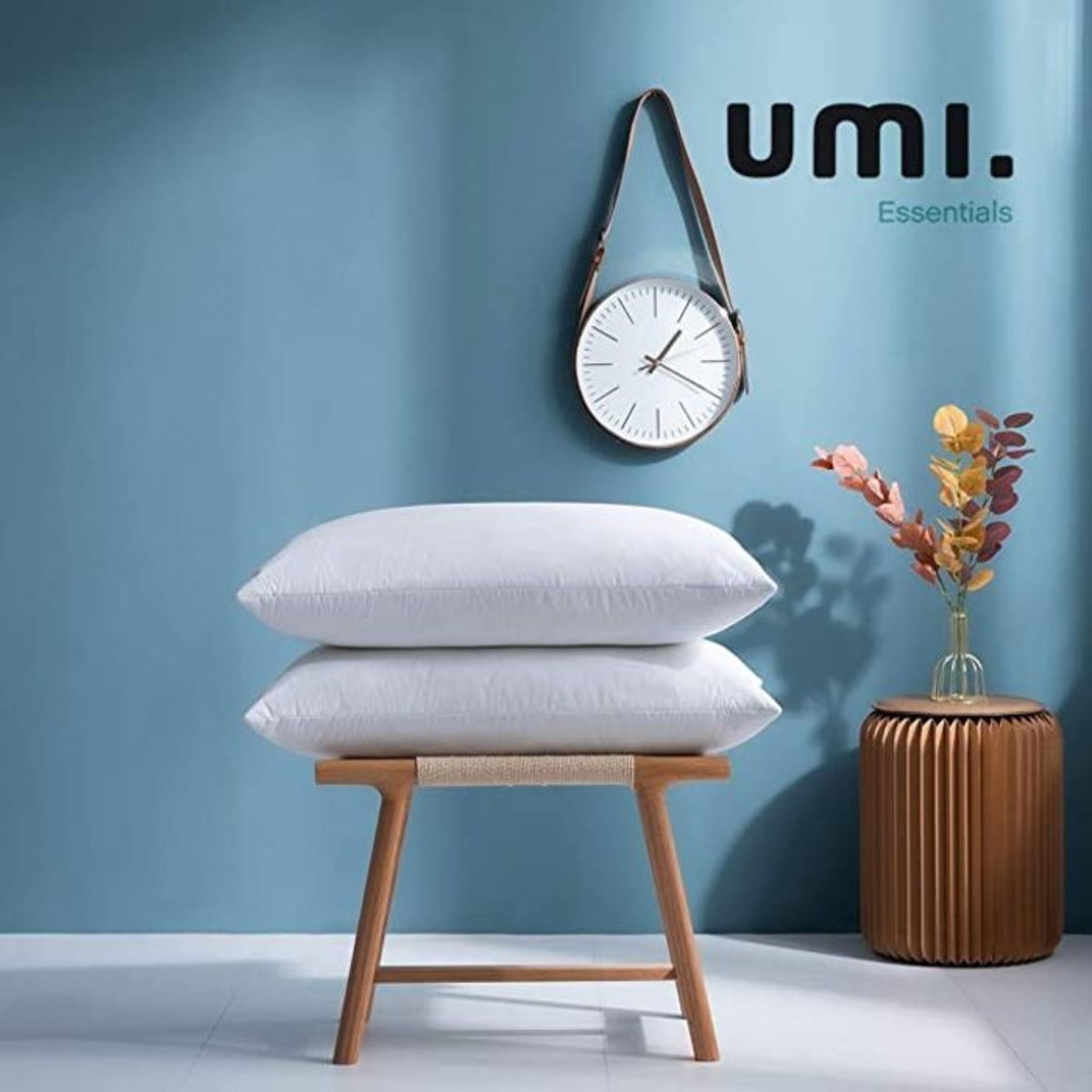 Amazon Brand - Umi Pack of Two White Goose Feather Pillows with 100% Cotton Fabric (48 x 74cmï¼