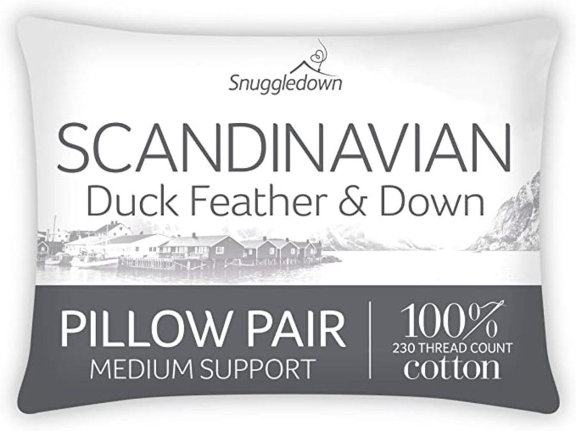 Snuggledown Duck Feather & Down White Pillows 2 Pack Medium Support Designed for Back and Side