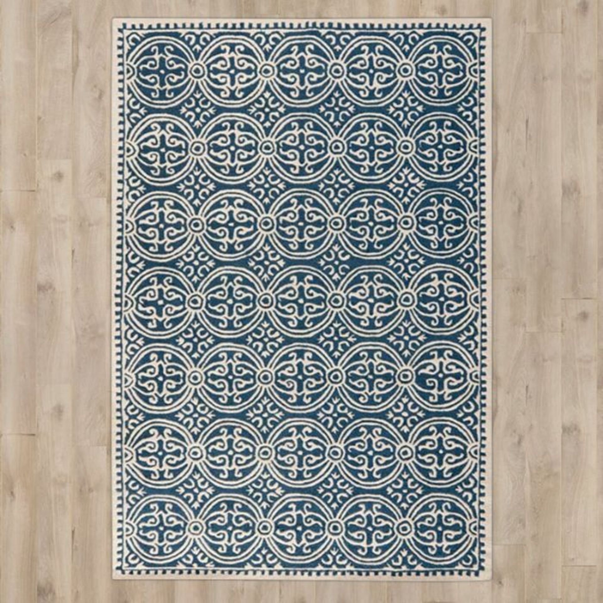 Bloomsbury Market,Blaney Hand-Tufted/Hand-Hooked Navy Area Rug (200cm x 300)(17315/46 -SFVH4252)