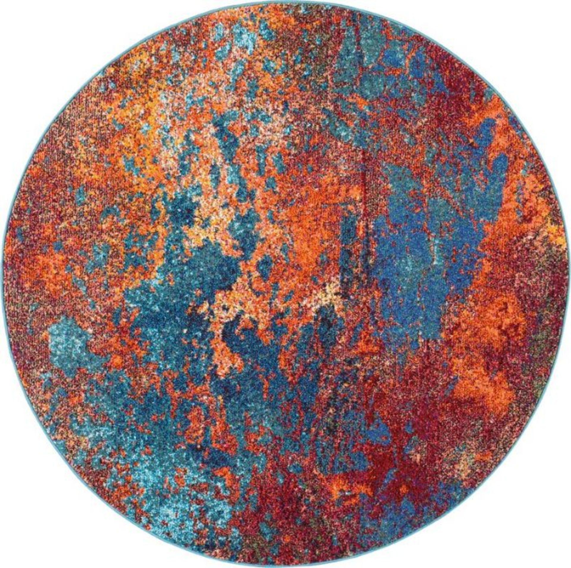 Bloomsbury Market, Bayport Blue/Orange/Red Rug (ROUND / 240CM)(19503/13-LOWV2051)