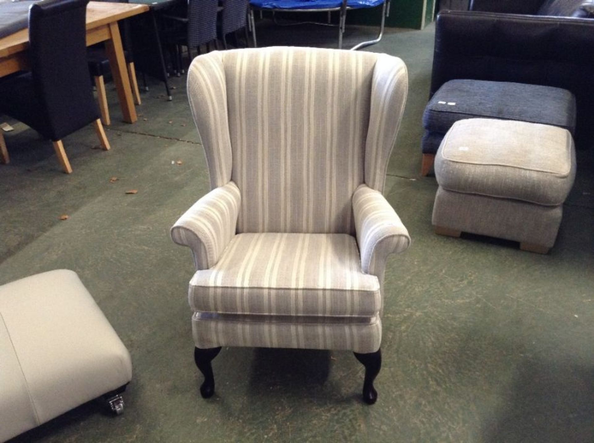 GREY STRIPED WING CHAIR (TROO2303-WOO827817)