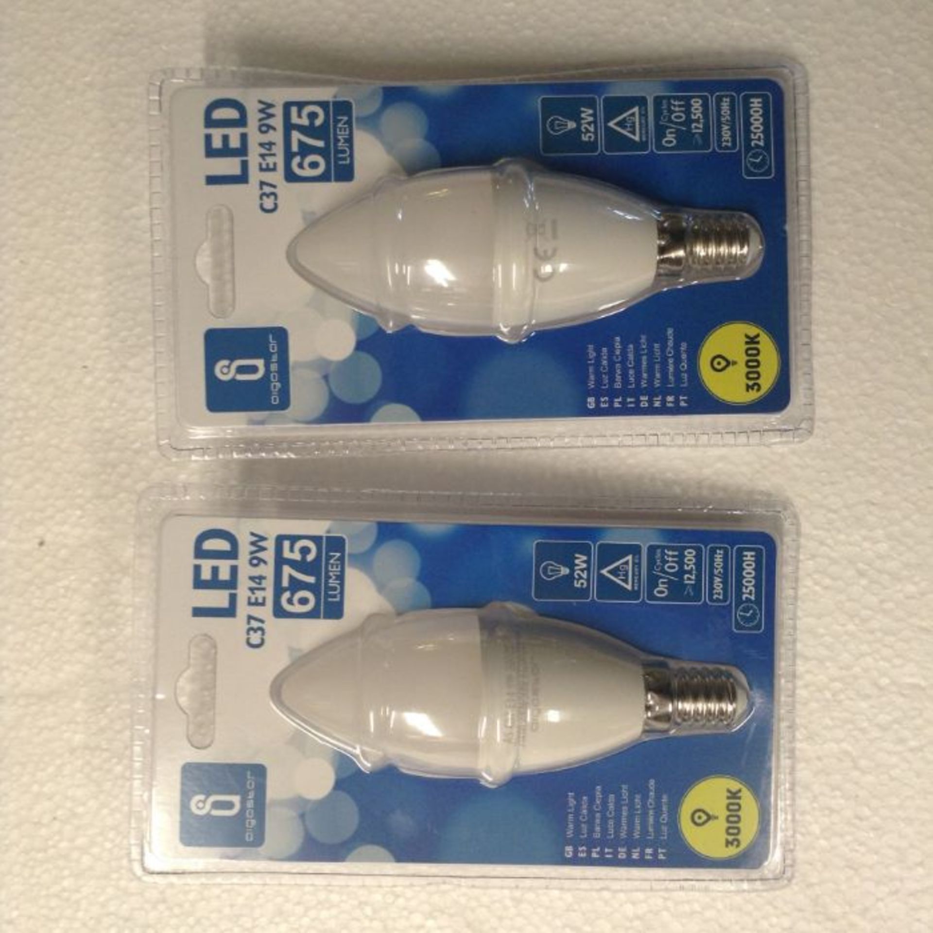 Aigostar - LED E14 Light Bulbs, 9W, Frosted Edison Screw, Warm Light 3000K, 675 Lumens, CRIâ‰¥