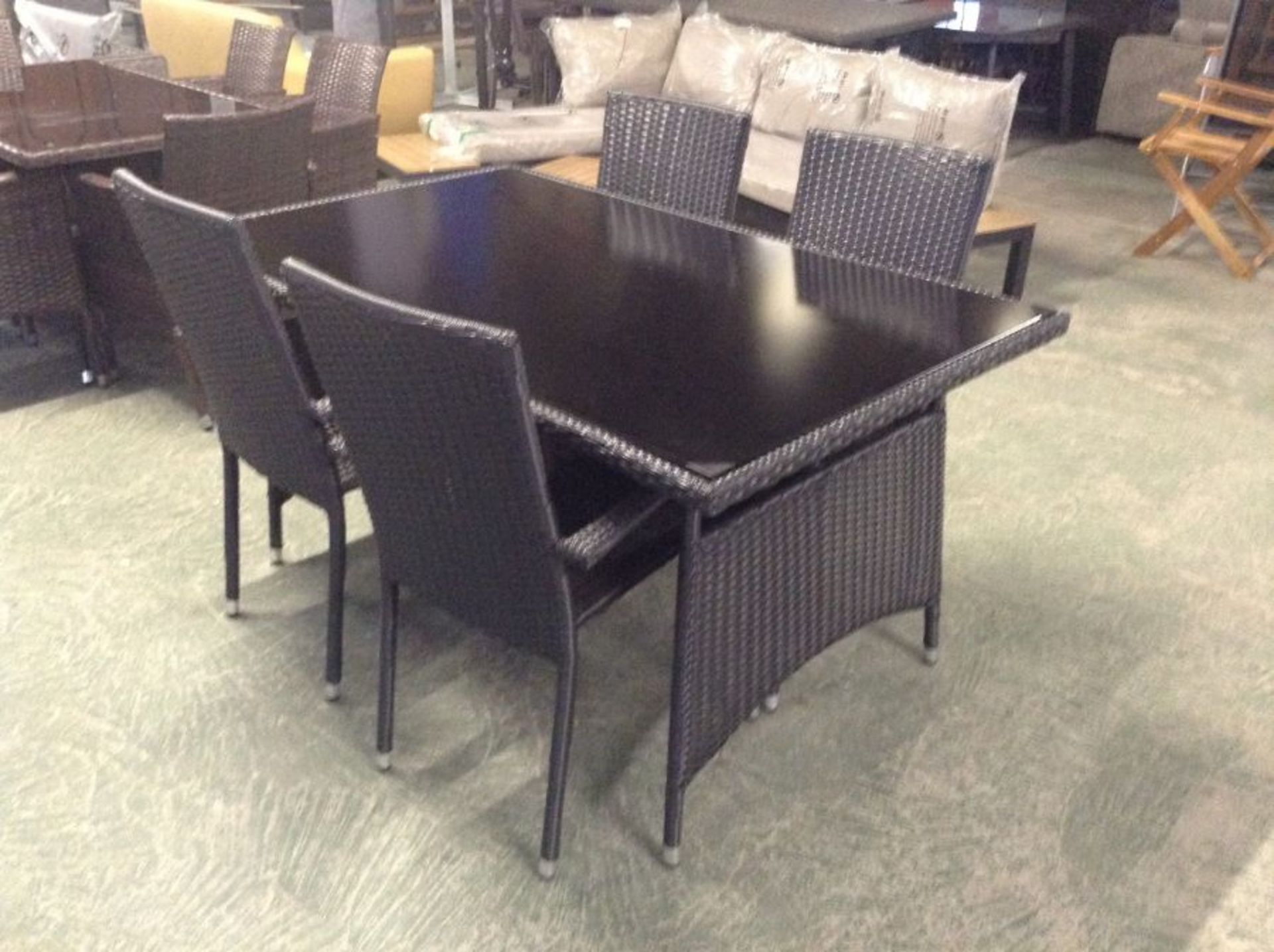 RATTAN TABLE AND 4 X CHAIRS