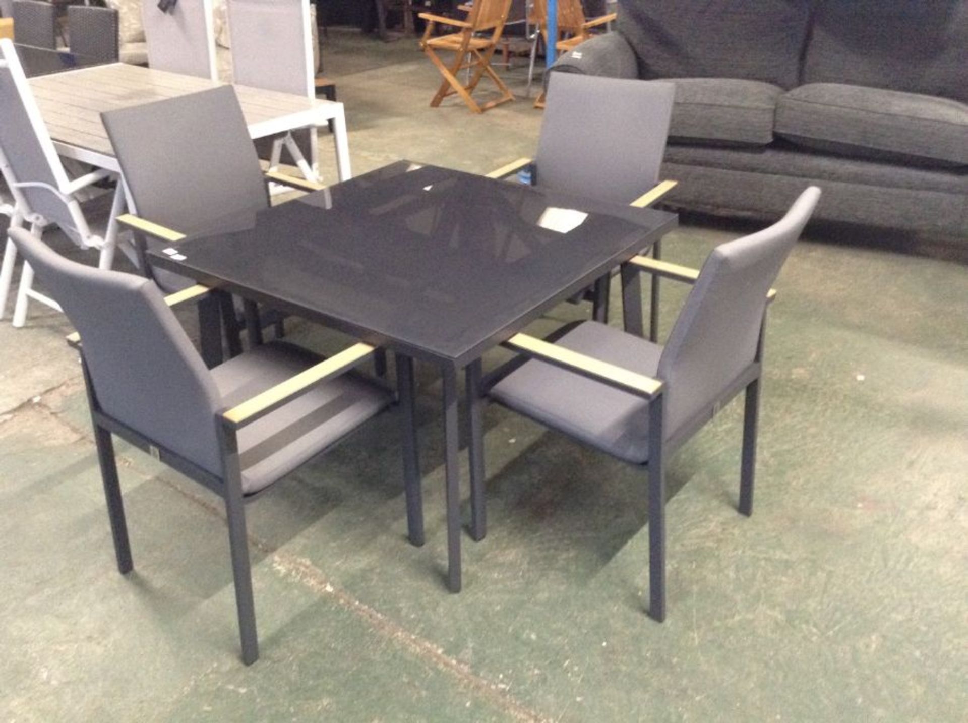 GLASS GARDEN TABLE AND 4 CHAIRS(23514/2 23514/3 23