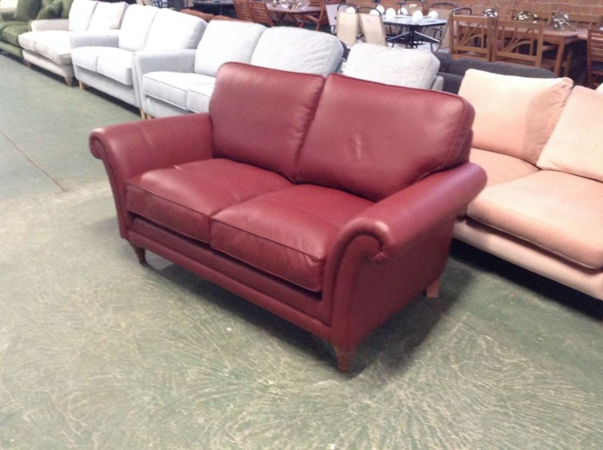 RED LEATHER 2 SEATER SOFA (TR002317 - WO1044256)