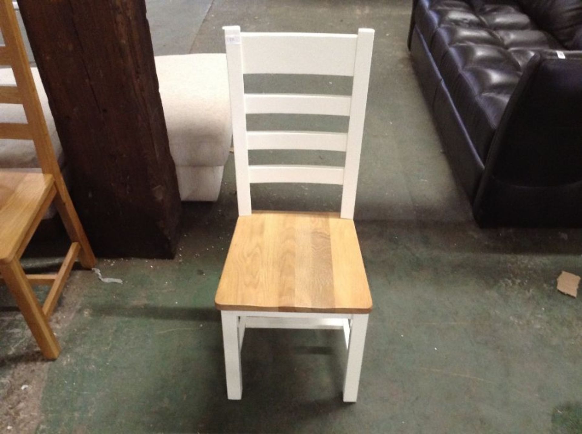 Suffolk White Painted Oak Ladderback Chair With Wooden Seat (F22 -TT-CH-W)
