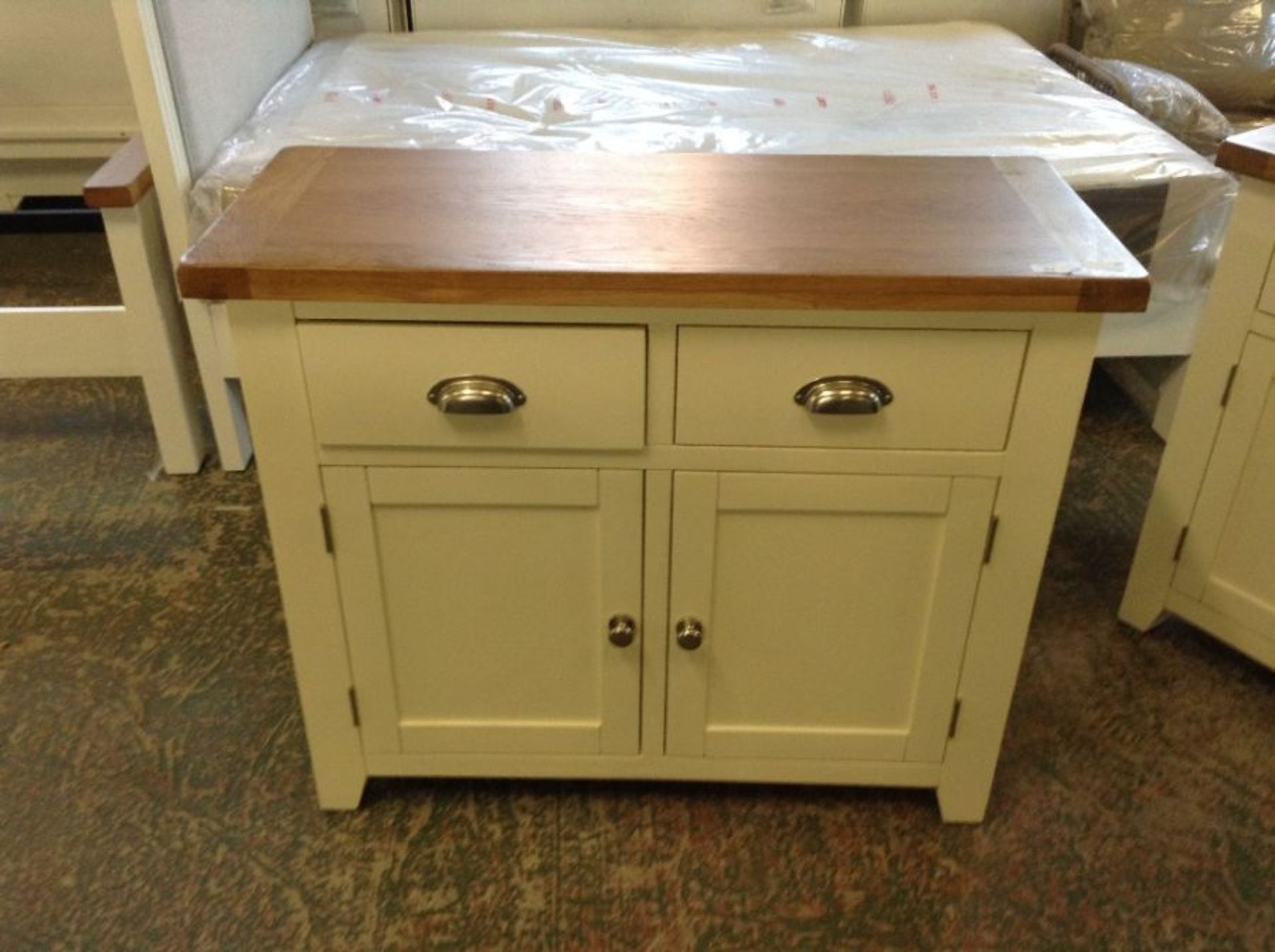 Hampshire Ivory Painted Oak Small 2 Door Sideboard